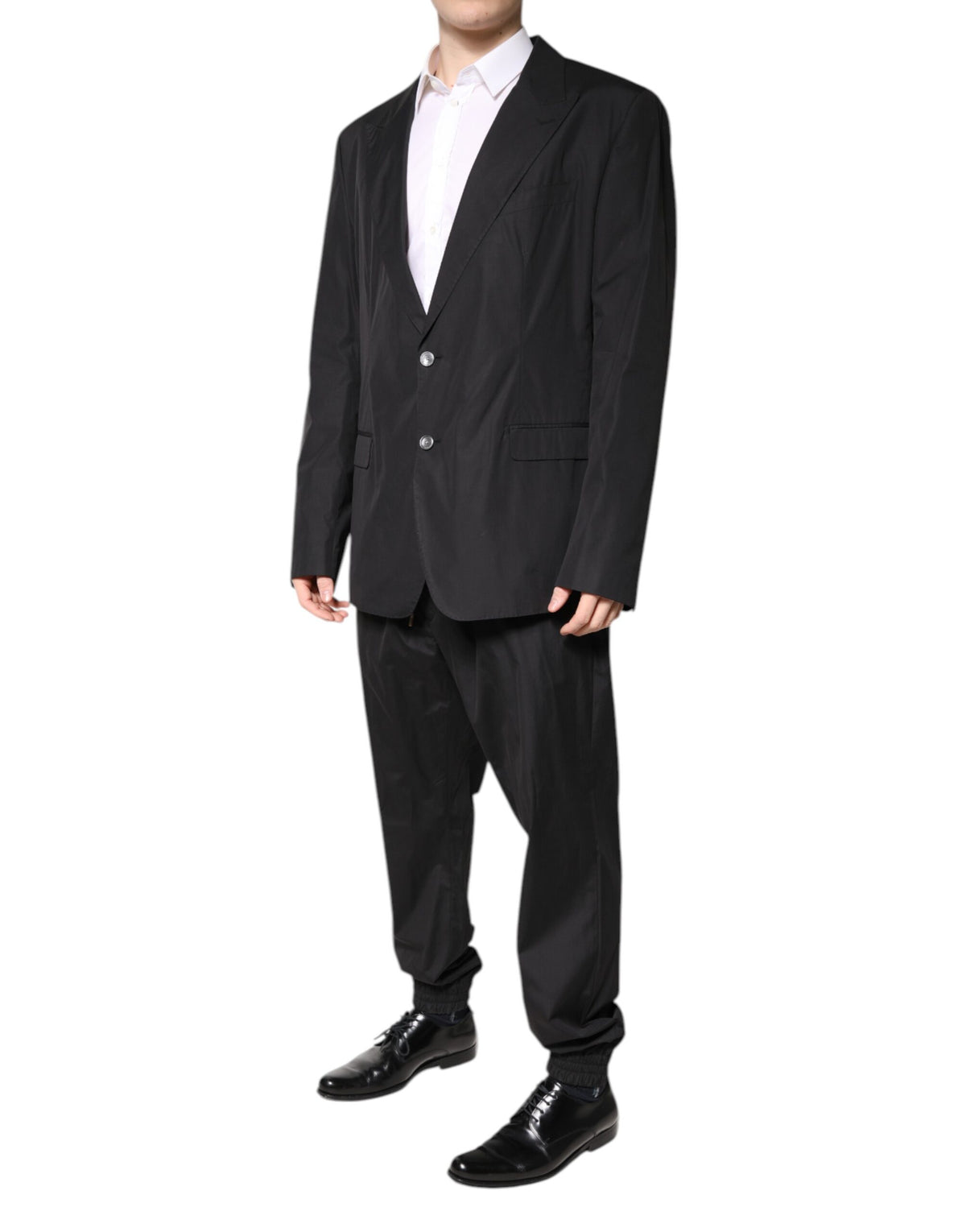 New Dolce & Gabbana Black Cotton Single Breasted 2 Piece Suit