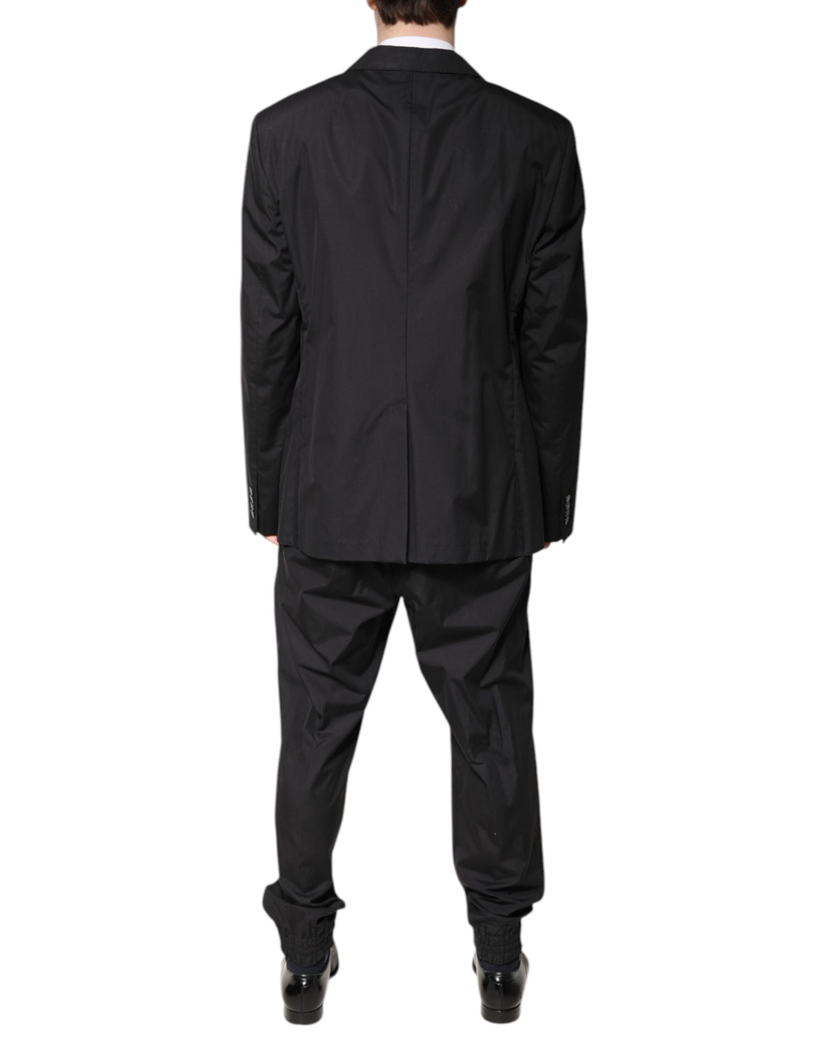 New Dolce & Gabbana Black Cotton Single Breasted 2 Piece Suit