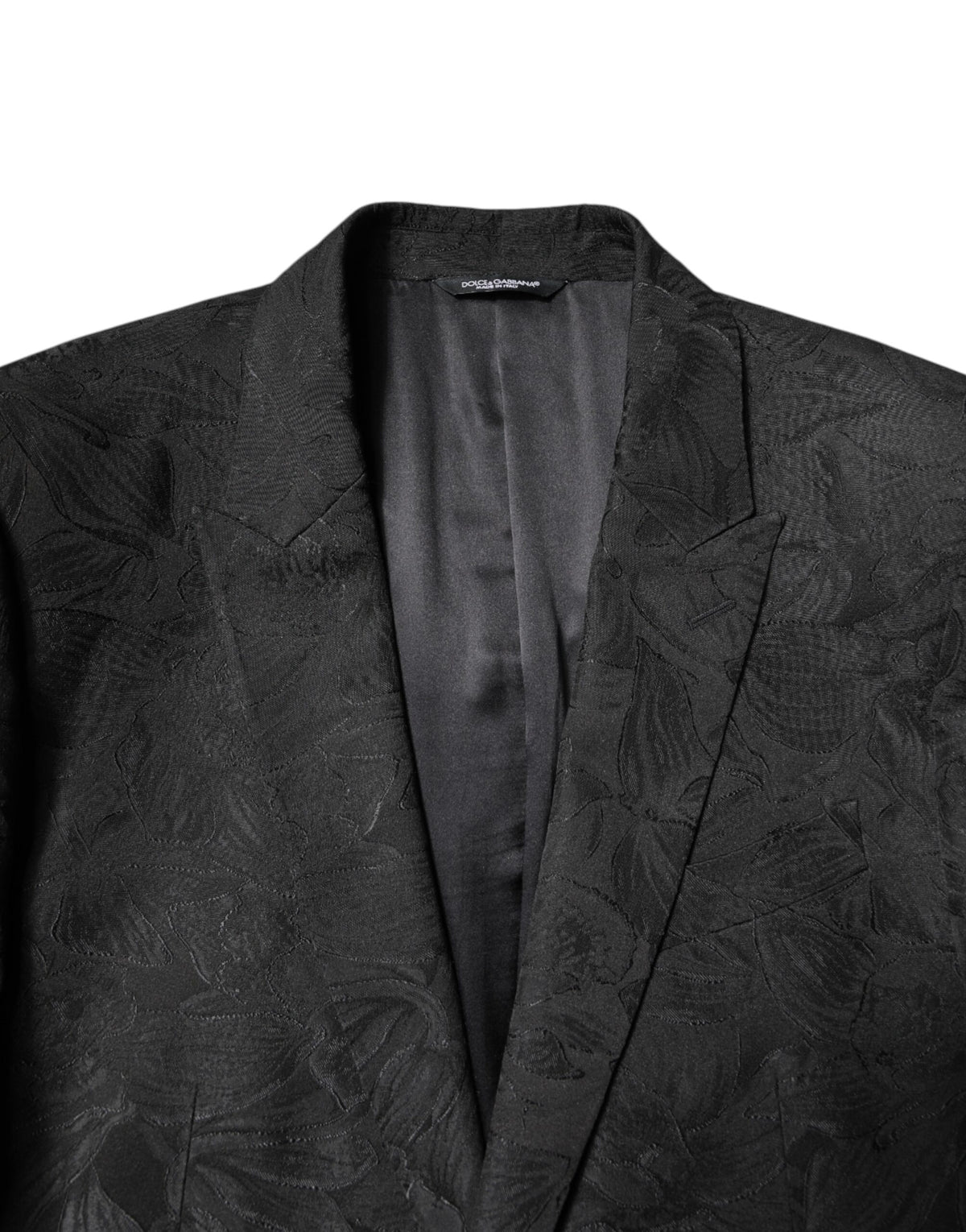 New Dolce & Gabbana Black Floral Jacquard 2 Piece Suit
