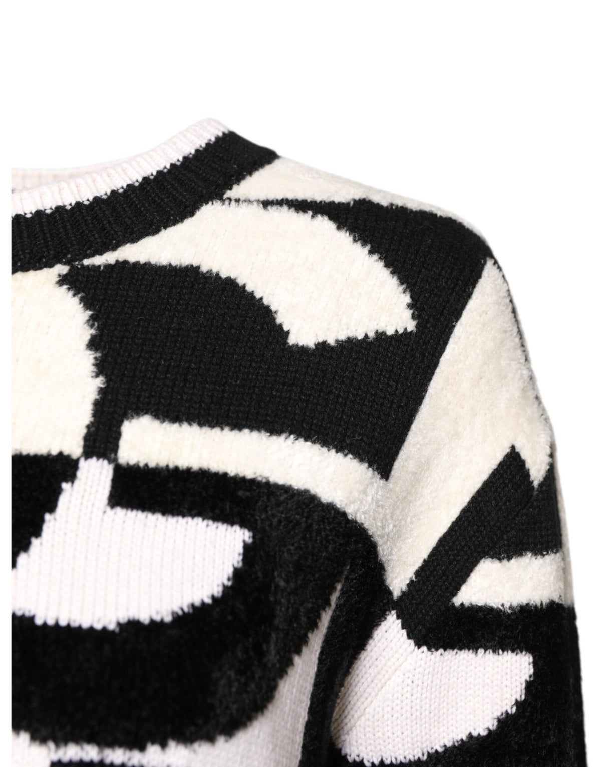 New Dolce & Gabbana White Black Logo Print Women Pullover Sweater