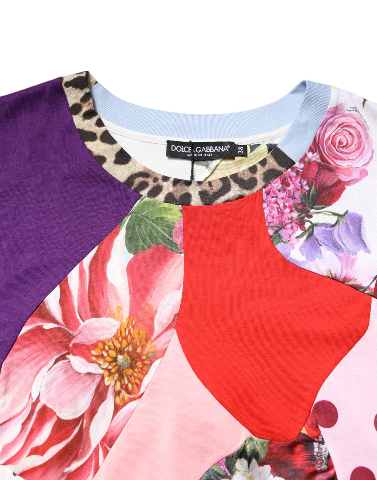 New Dolce & Gabbana Patchwork Short Sleeve Blouse Top
