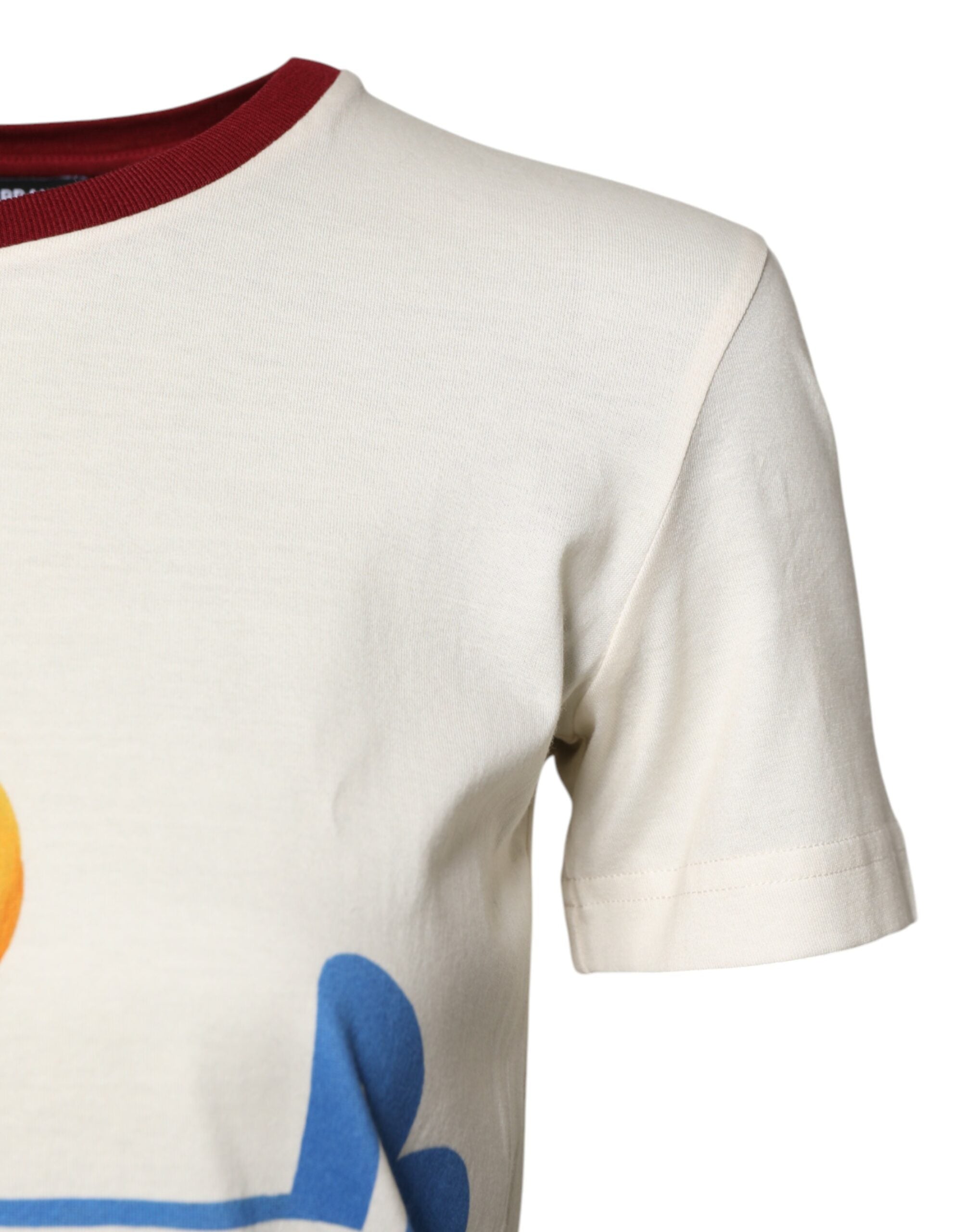 New Dolce & Gabbana White Cotton Print Short Sleeves Top T-shirt