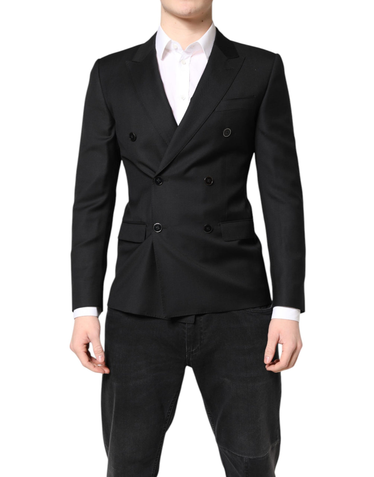 New Dolce & Gabbana Black MARTINI Double Breasted Coat Blazer