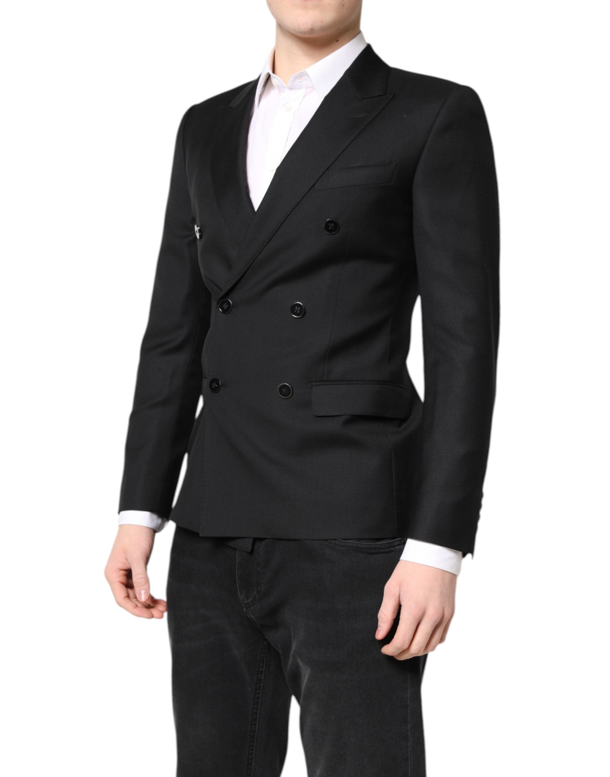 New Dolce & Gabbana Black MARTINI Double Breasted Coat Blazer