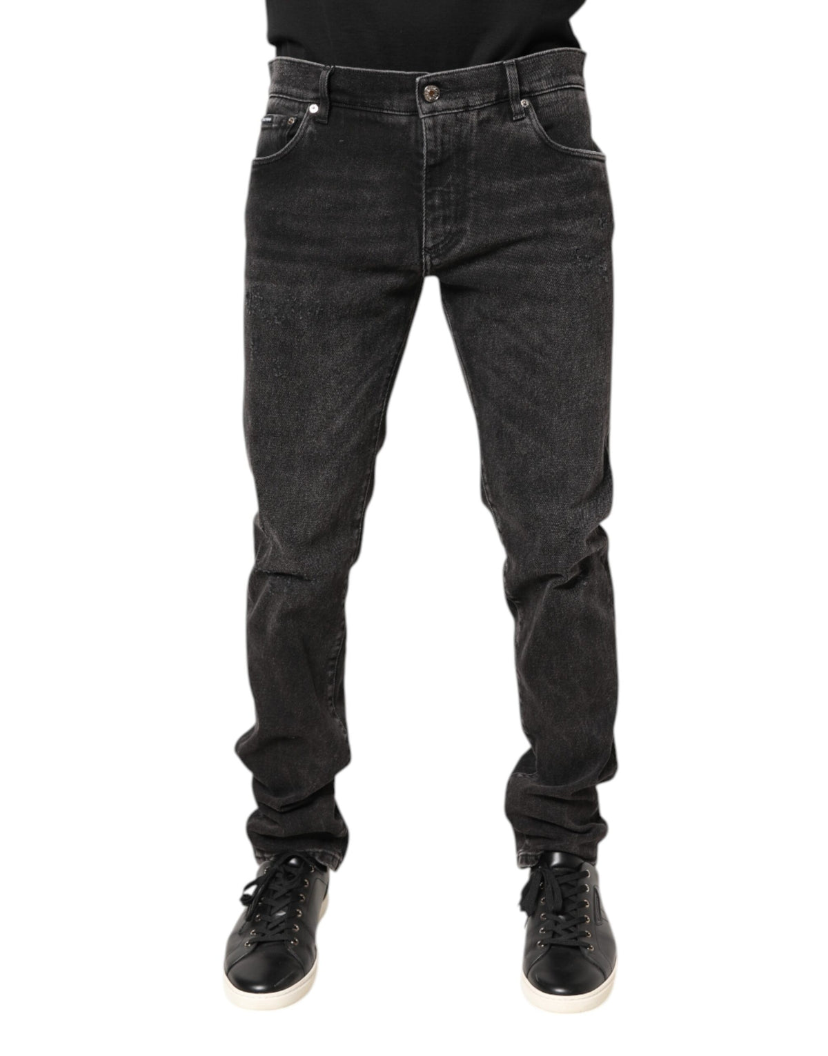 New Dolce & Gabbana Gray Washed Cotton Skinny Denim Jeans