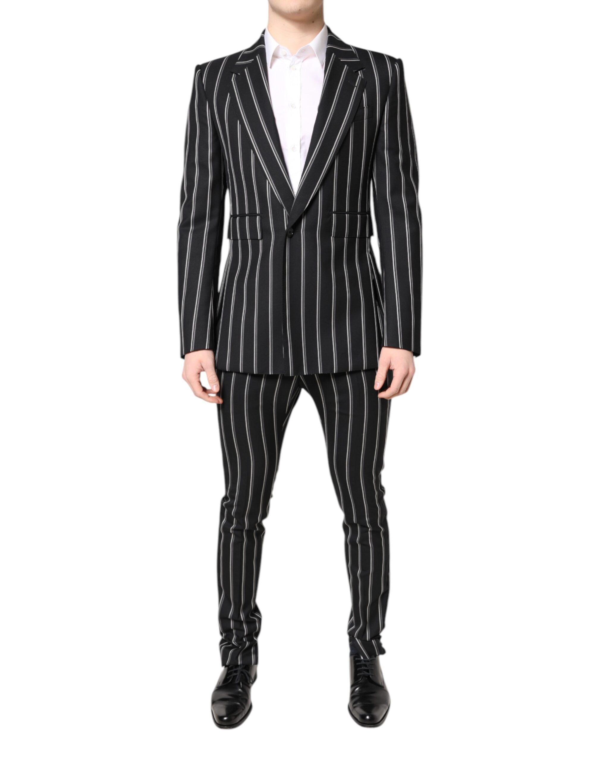 Dolce & Gabbana Dark Gray Striped SICILIA Formal 2 Piece Suit