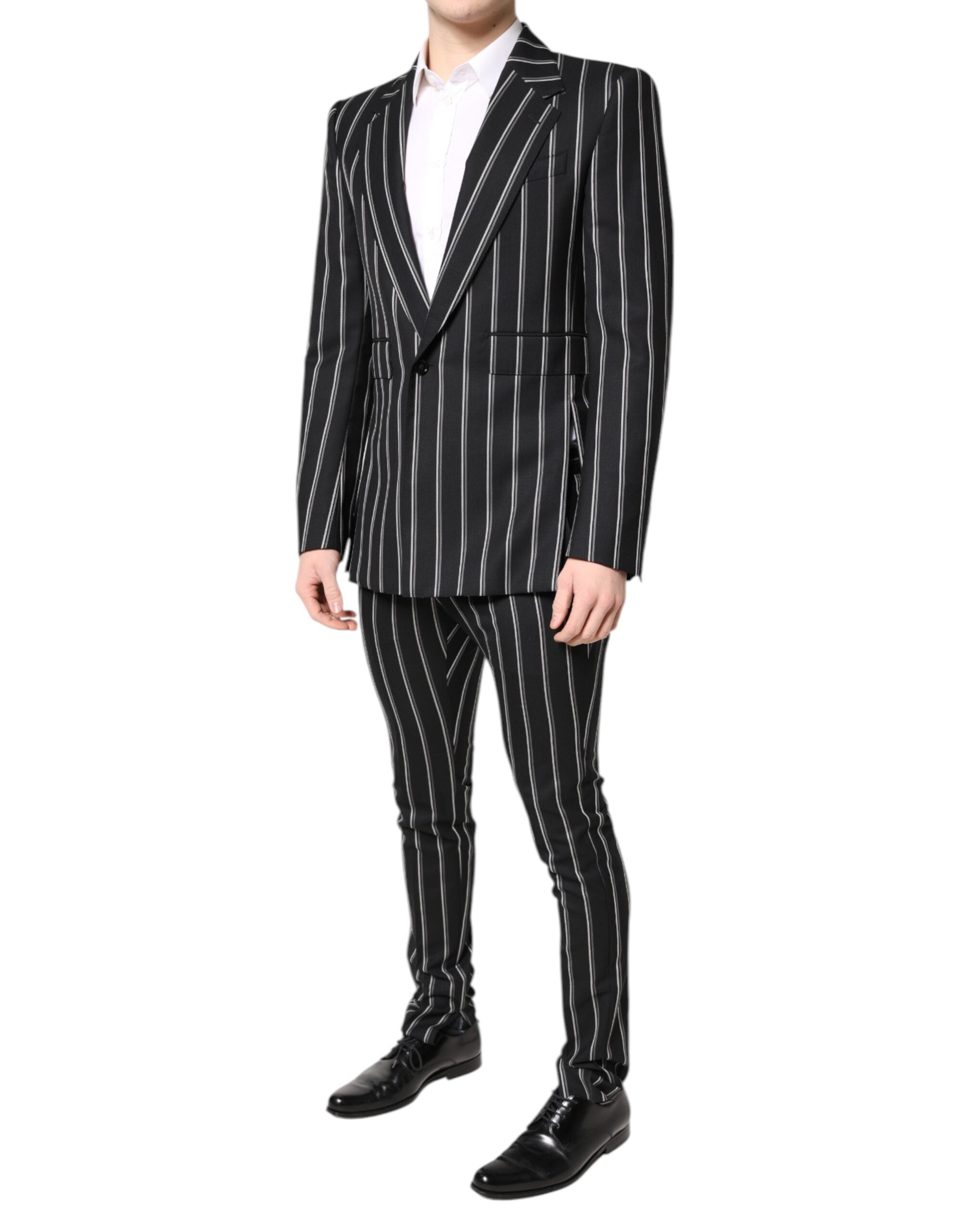 Dolce & Gabbana Dark Gray Striped SICILIA Formal 2 Piece Suit