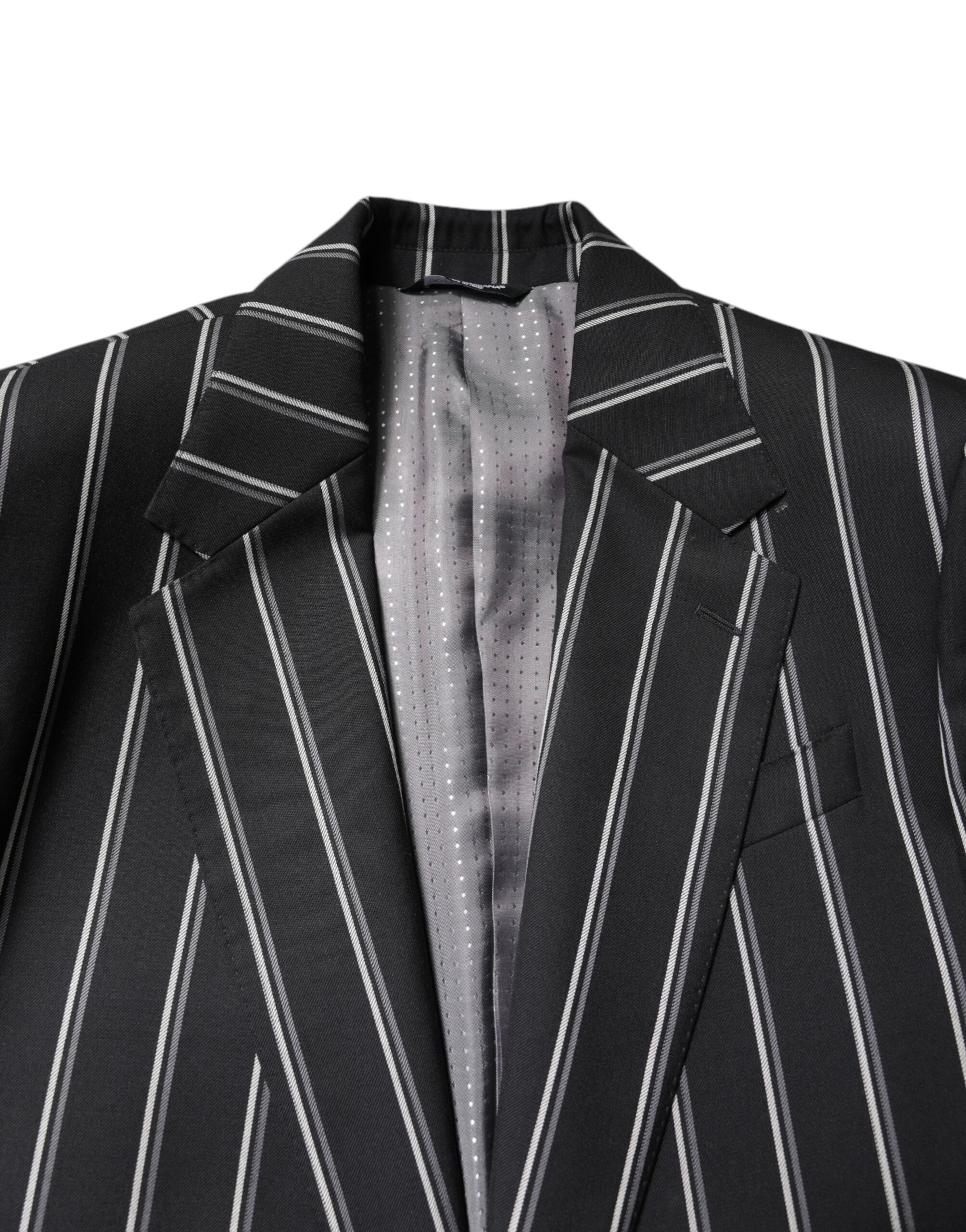 Dolce & Gabbana Dark Gray Striped SICILIA Formal 2 Piece Suit