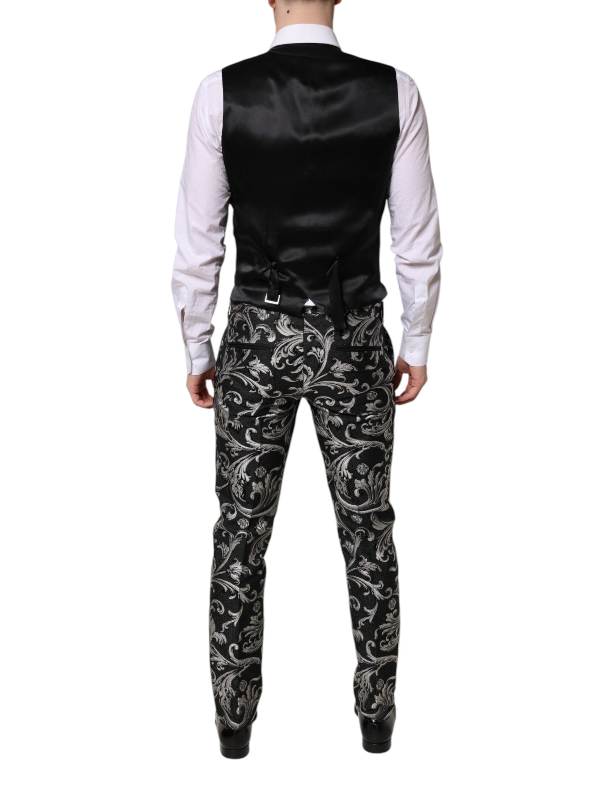 Dolce & Gabbana Dark Gray MARTINI Jacquard Men 3 Piece Suit
