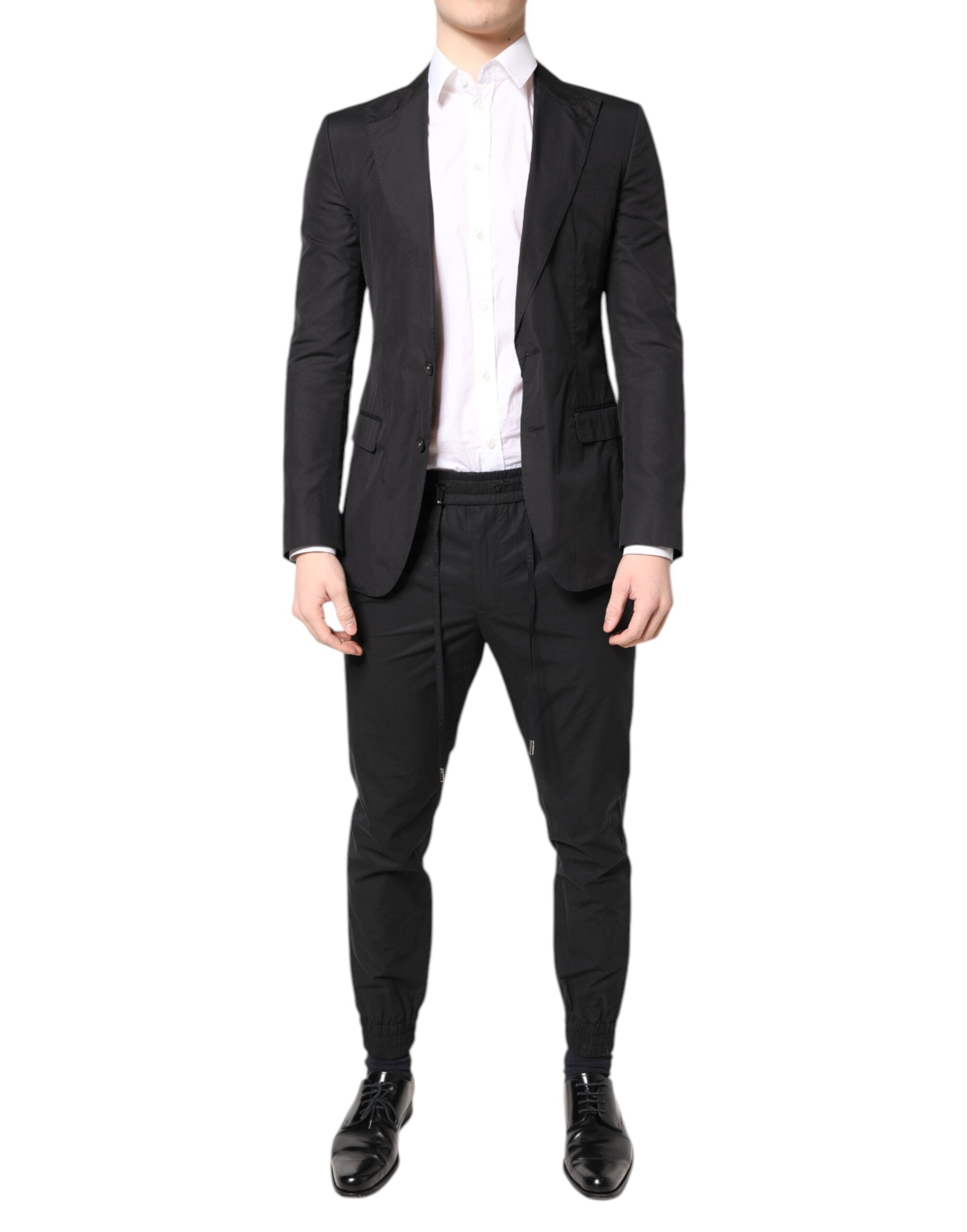 Dolce & Gabbana Black Cotton TAORMINA Formal 2 Piece Suit