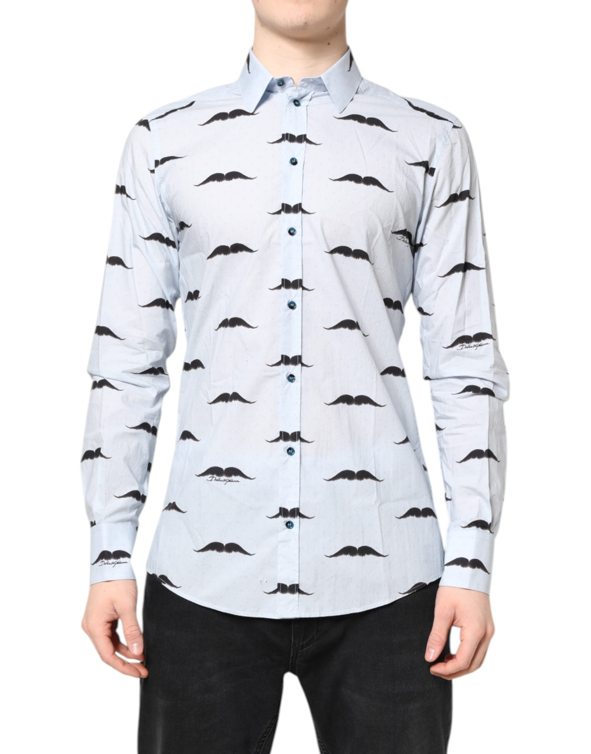 New Dolce & Gabbana Light Blue Cotton MARTINI Formal Dress Shirt