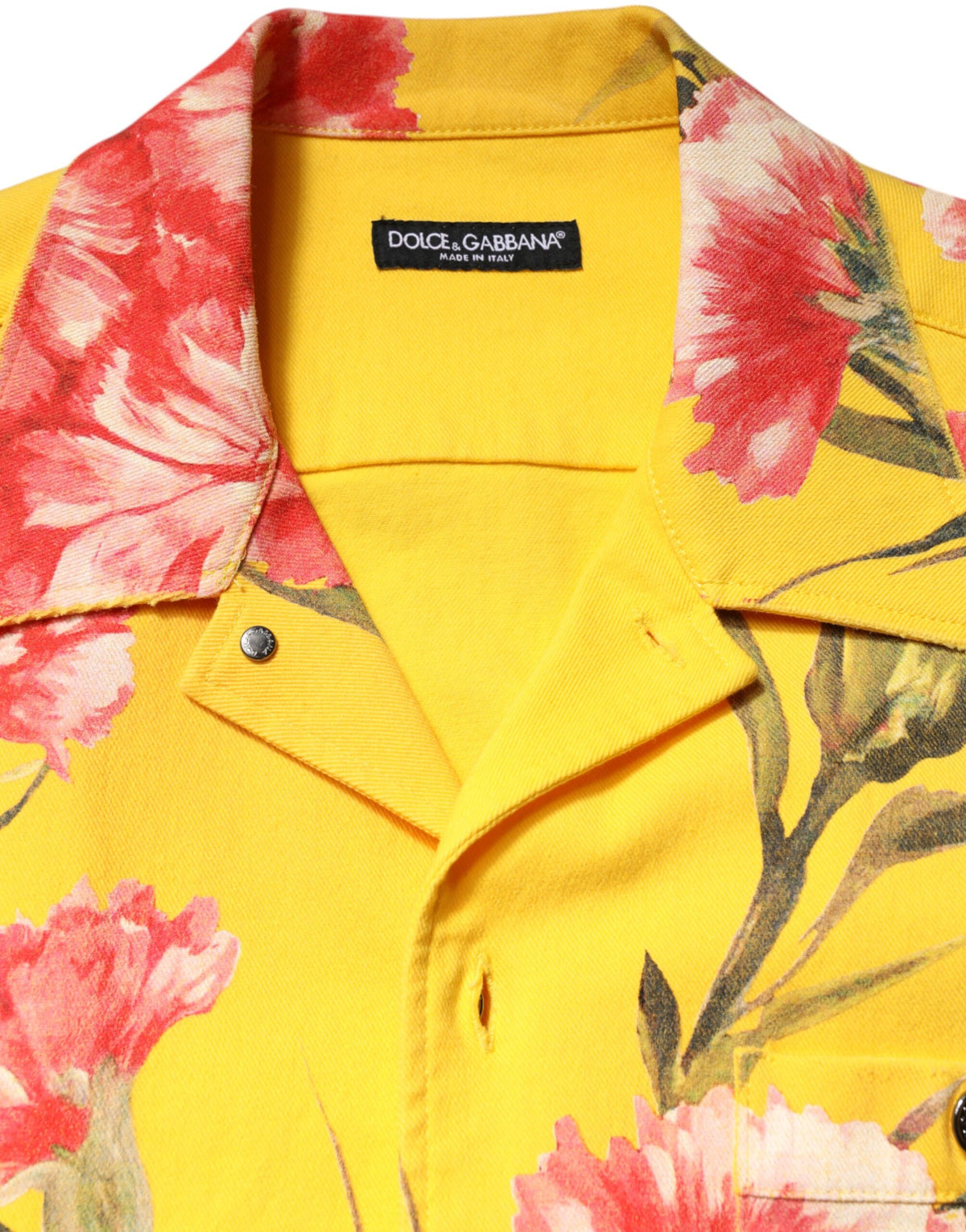 New Dolce & Gabbana Yellow Floral Men Button Down Casual Shirt