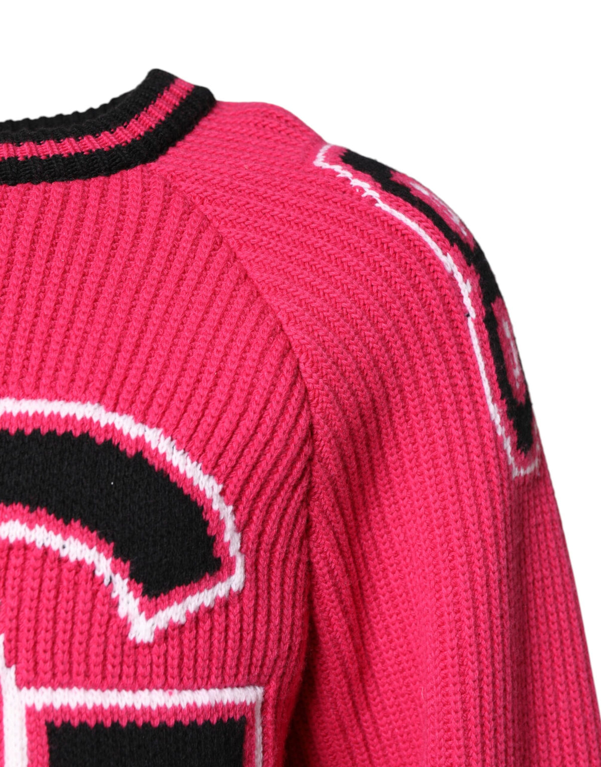 New Dolce & Gabbana Pink Cotton Logo Print Knit Pullover Sweater