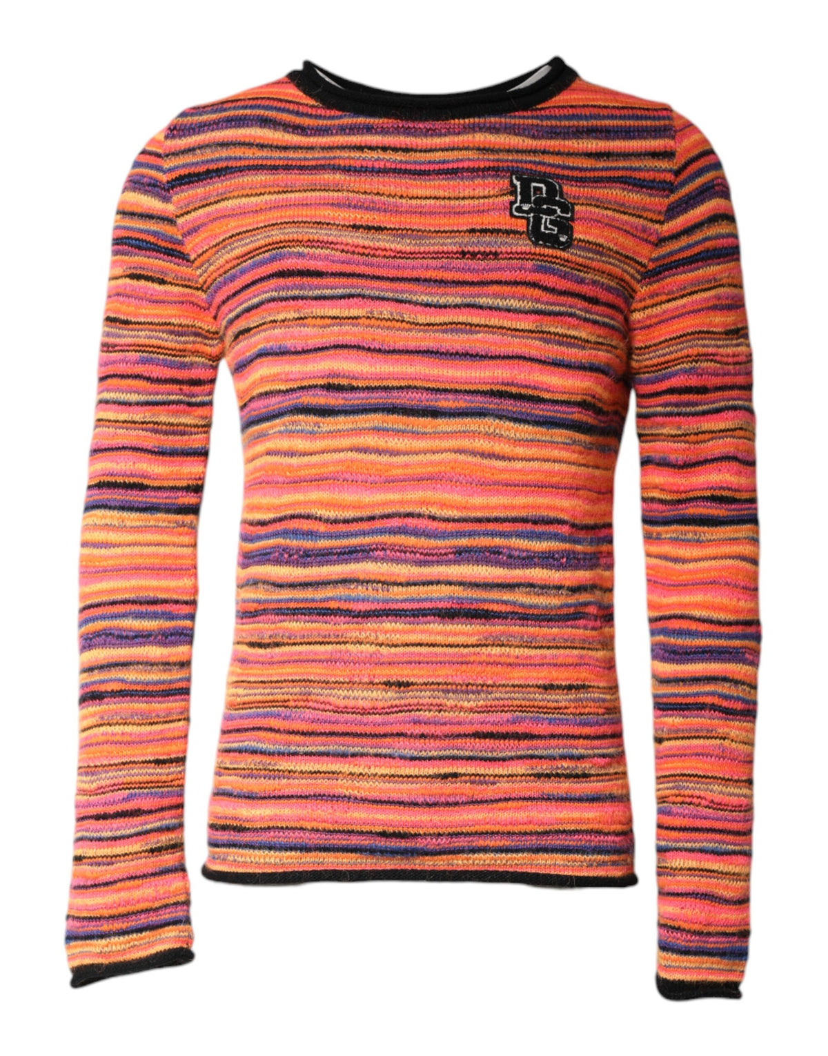 New Dolce & Gabbana Multicolor Wool DGLogo Knit Pullover Sweater