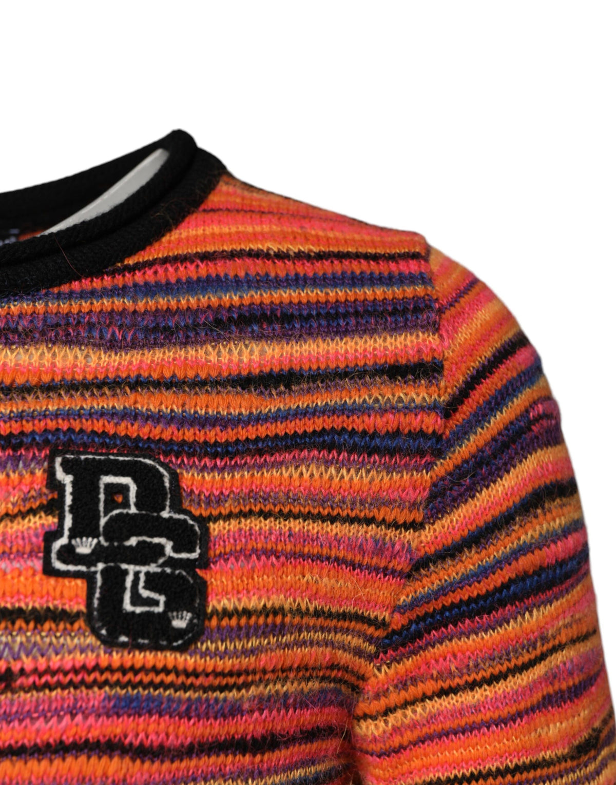 New Dolce & Gabbana Multicolor Wool DGLogo Knit Pullover Sweater