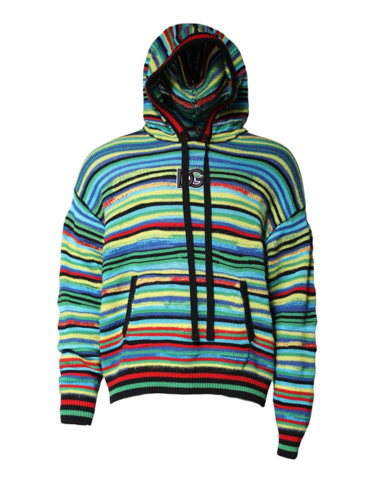New Dolce & Gabbana Multicolor Cotton Hooded Pullover Sweater