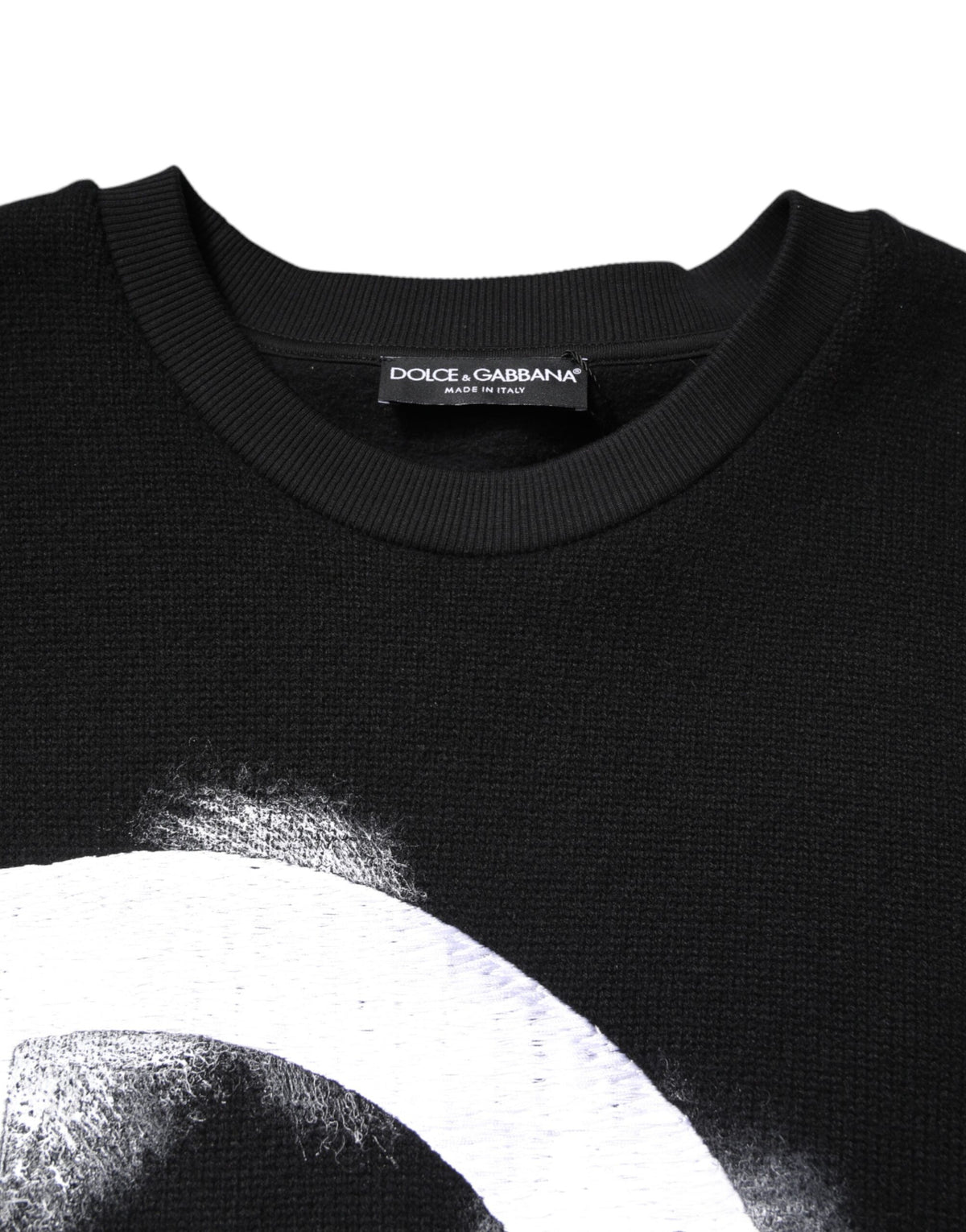 New Dolce & Gabbana Black Cotton Logo Print Men Pullover Sweater