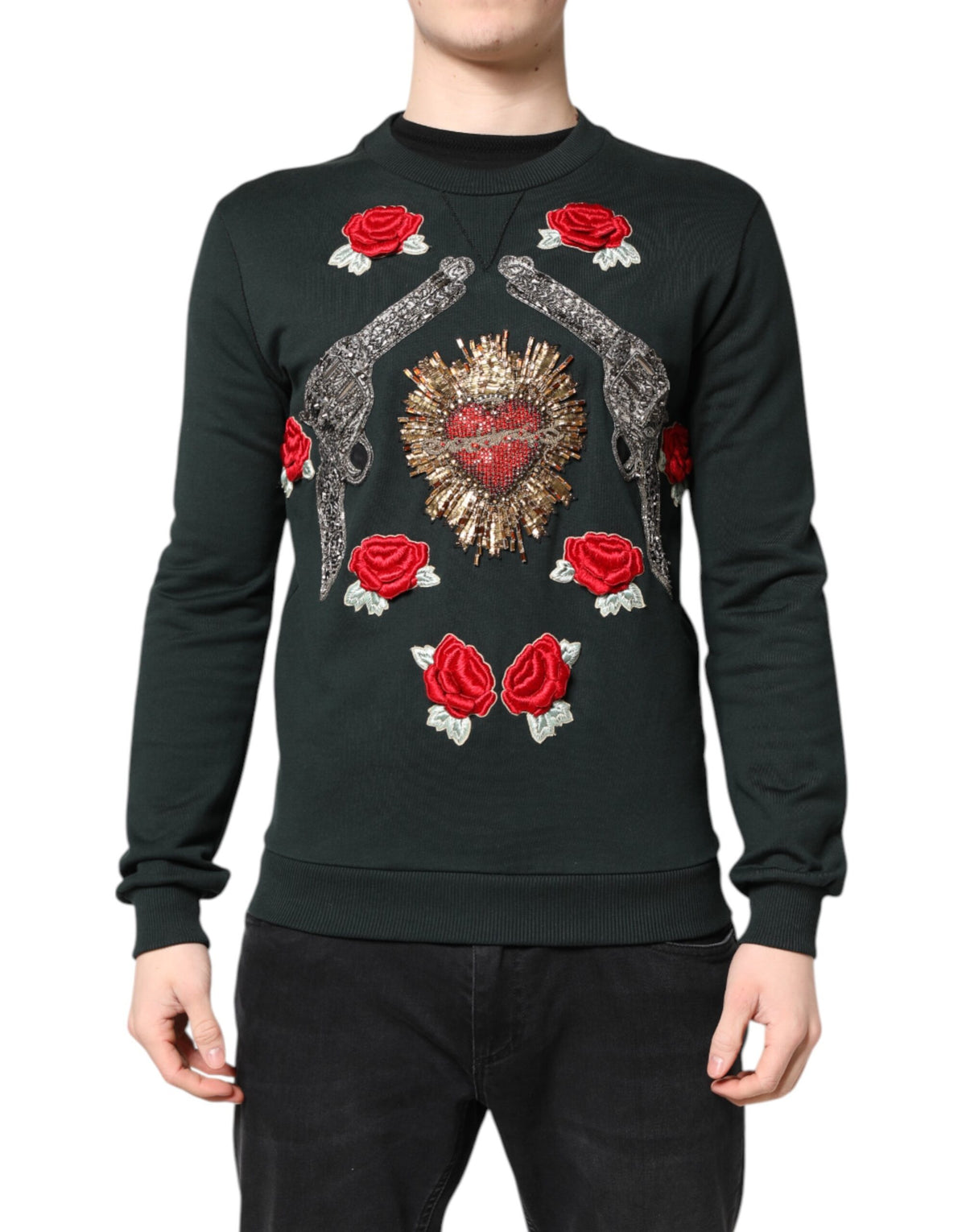 New Dolce & Gabbana Black Sequined Embellished Pullover Sweater
