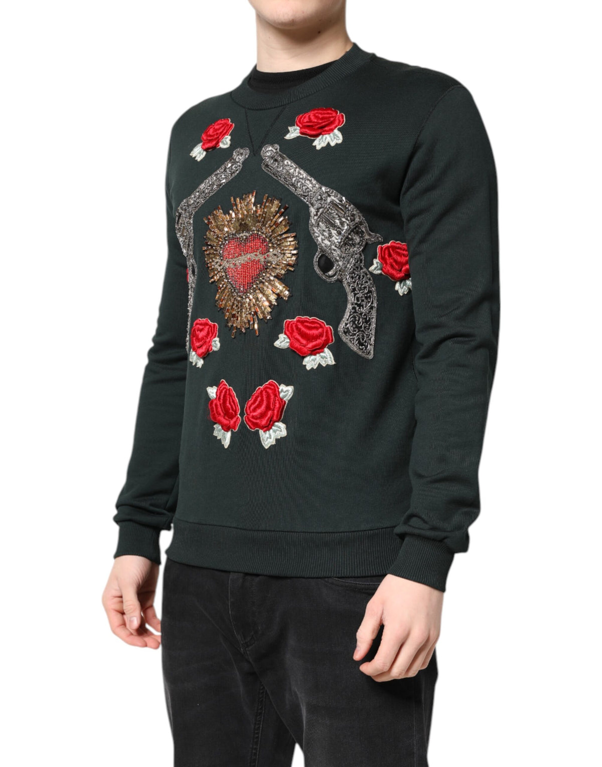 New Dolce & Gabbana Black Sequined Embellished Pullover Sweater