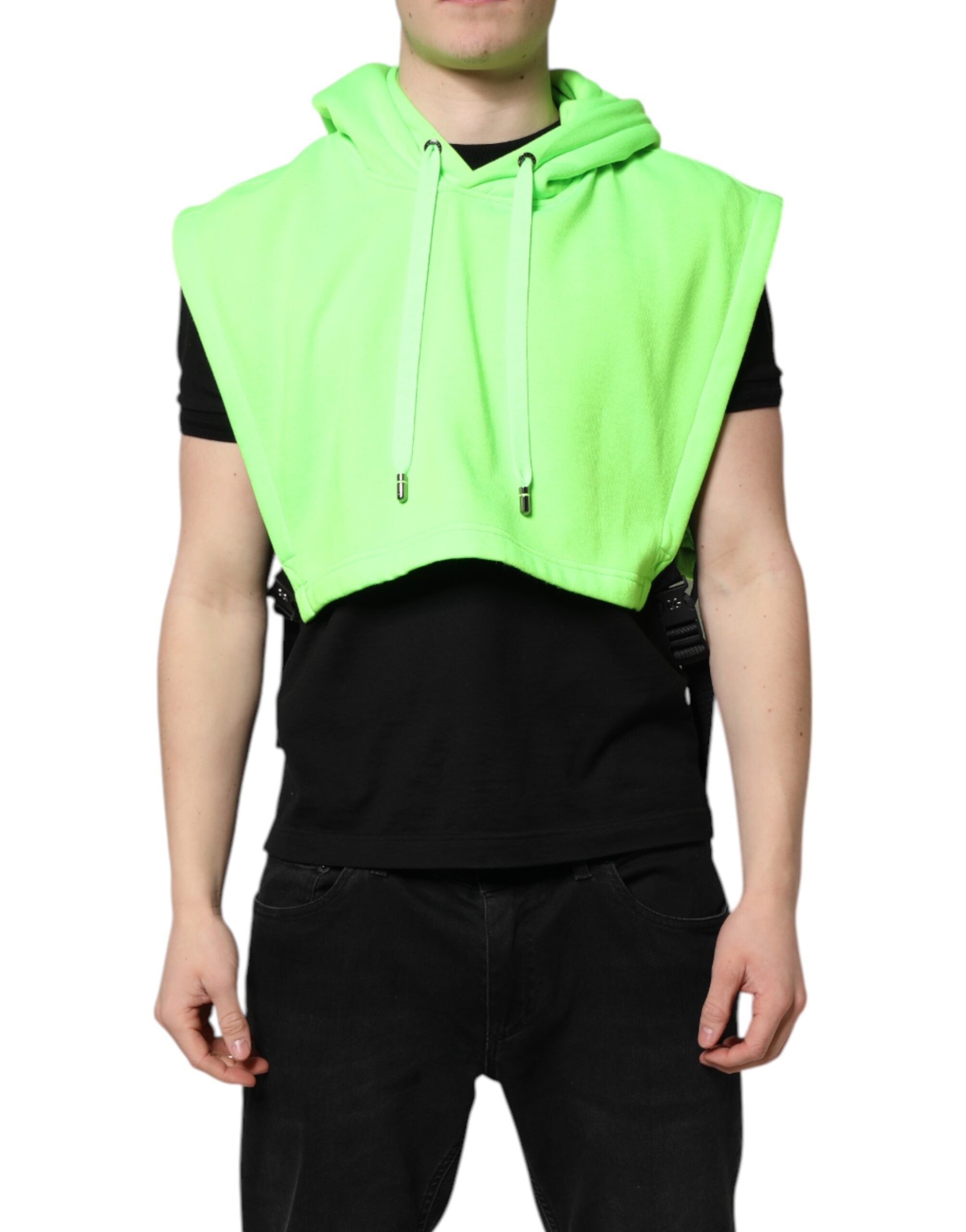 Dolce & Gabbana Green Hooded Sportswear Vest Sweater