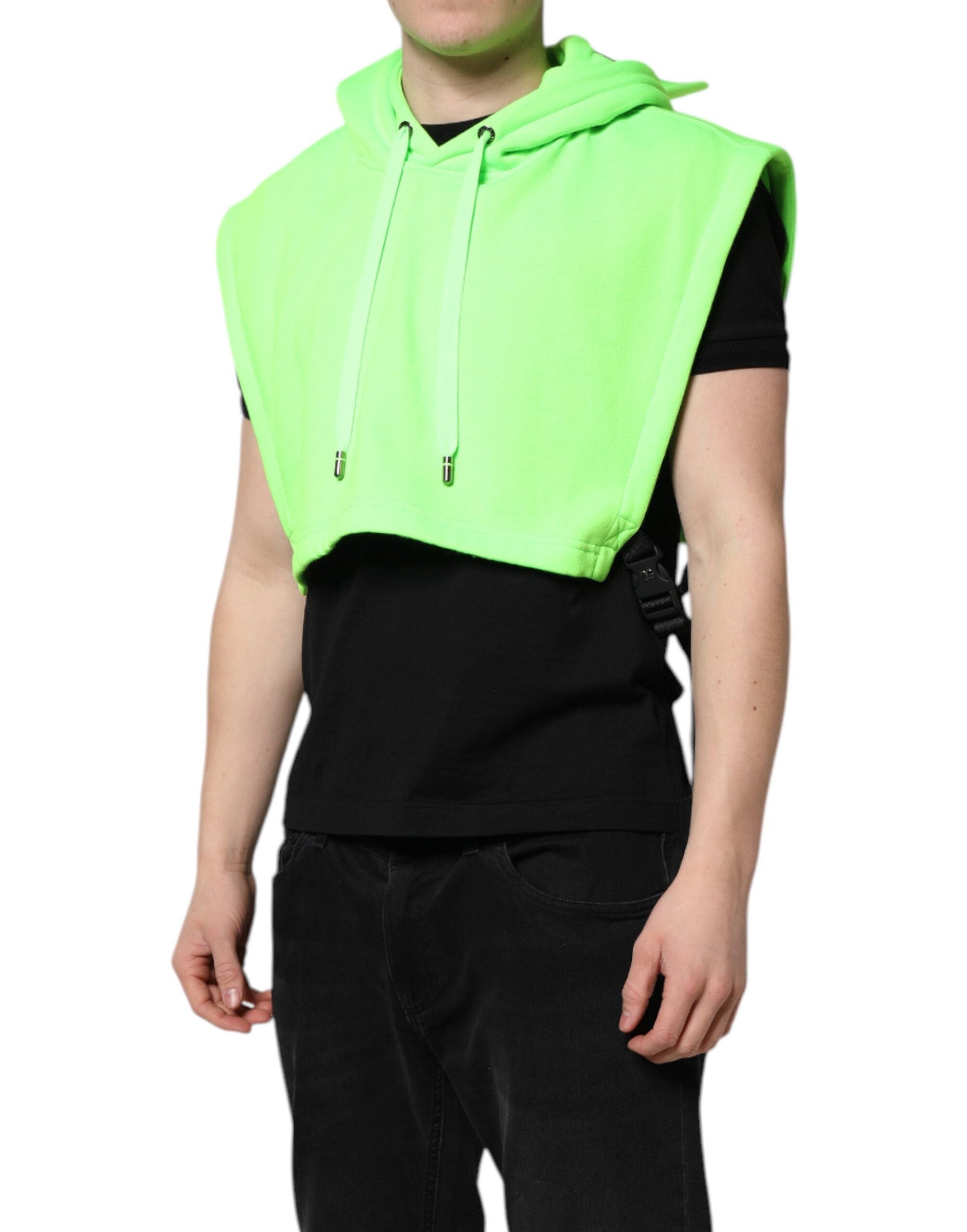 New Dolce & Gabbana Green Hooded Sportswear Vest Sweater