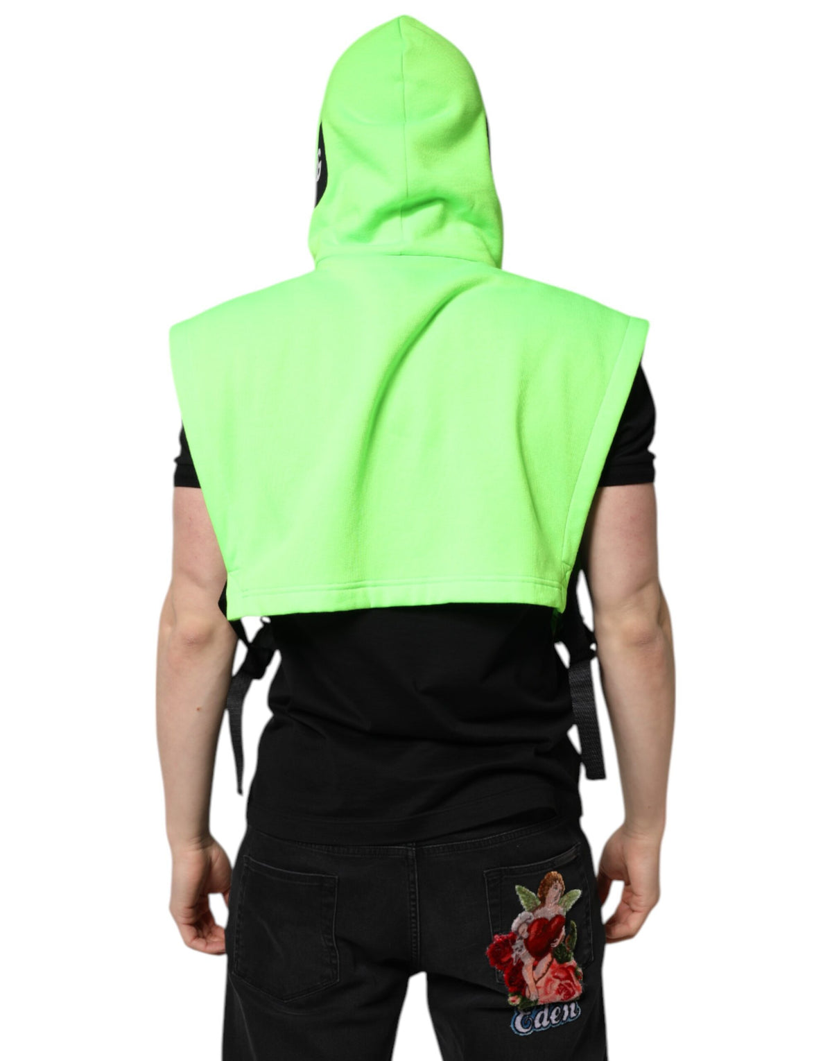 New Dolce & Gabbana Green Hooded Sportswear Vest Sweater