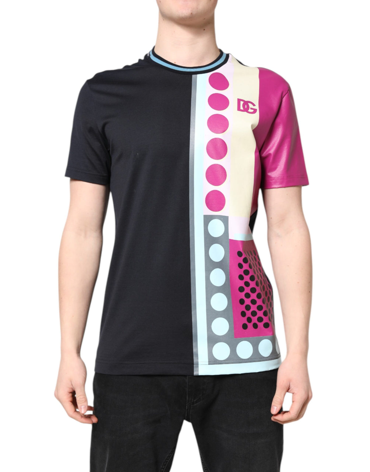 Pre-Owned Dolce & Gabbana Multicolor Printed Logo Short Sleeve T-shirt Men's - New with Defect