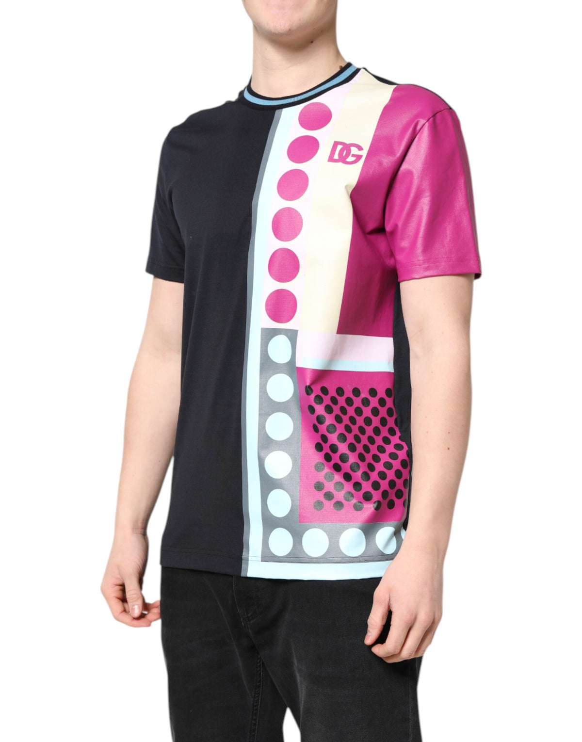 Pre-Owned Dolce & Gabbana Multicolor Printed Logo Short Sleeve T-shirt Men's - New with Defect