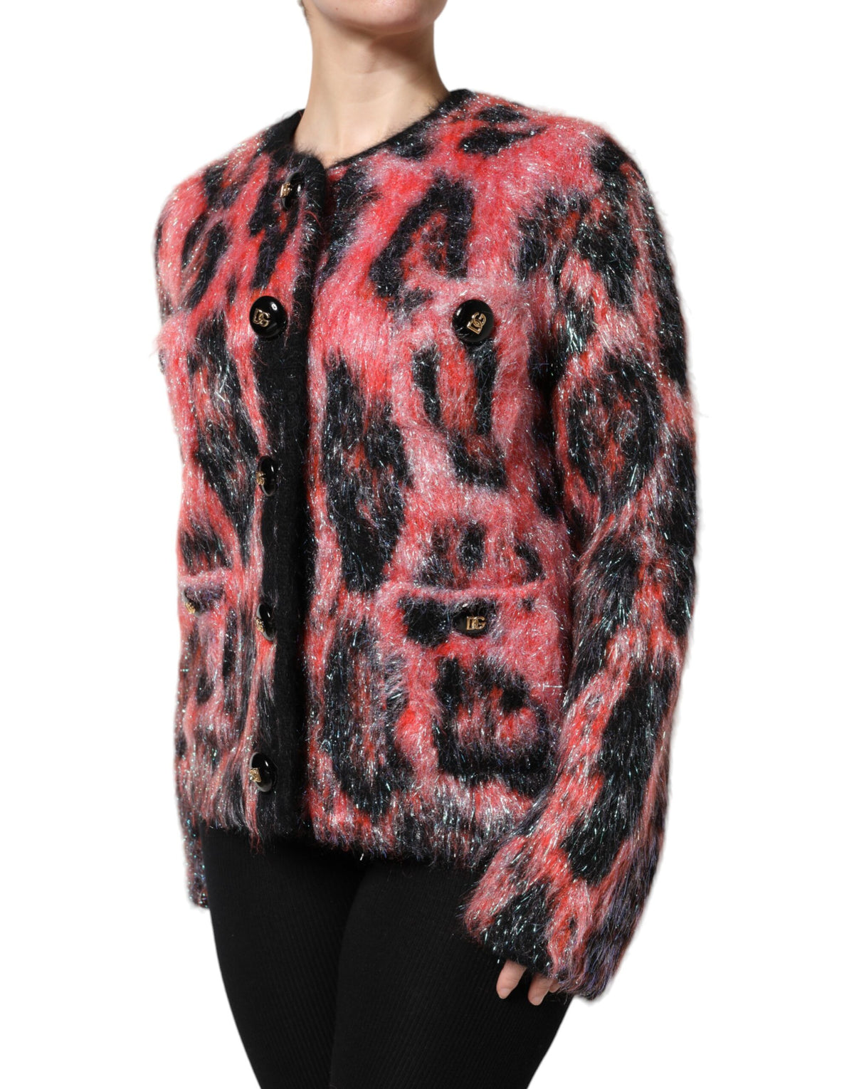 New Dolce & Gabbana Red Mohair Wool Button Down Cardigan Sweater