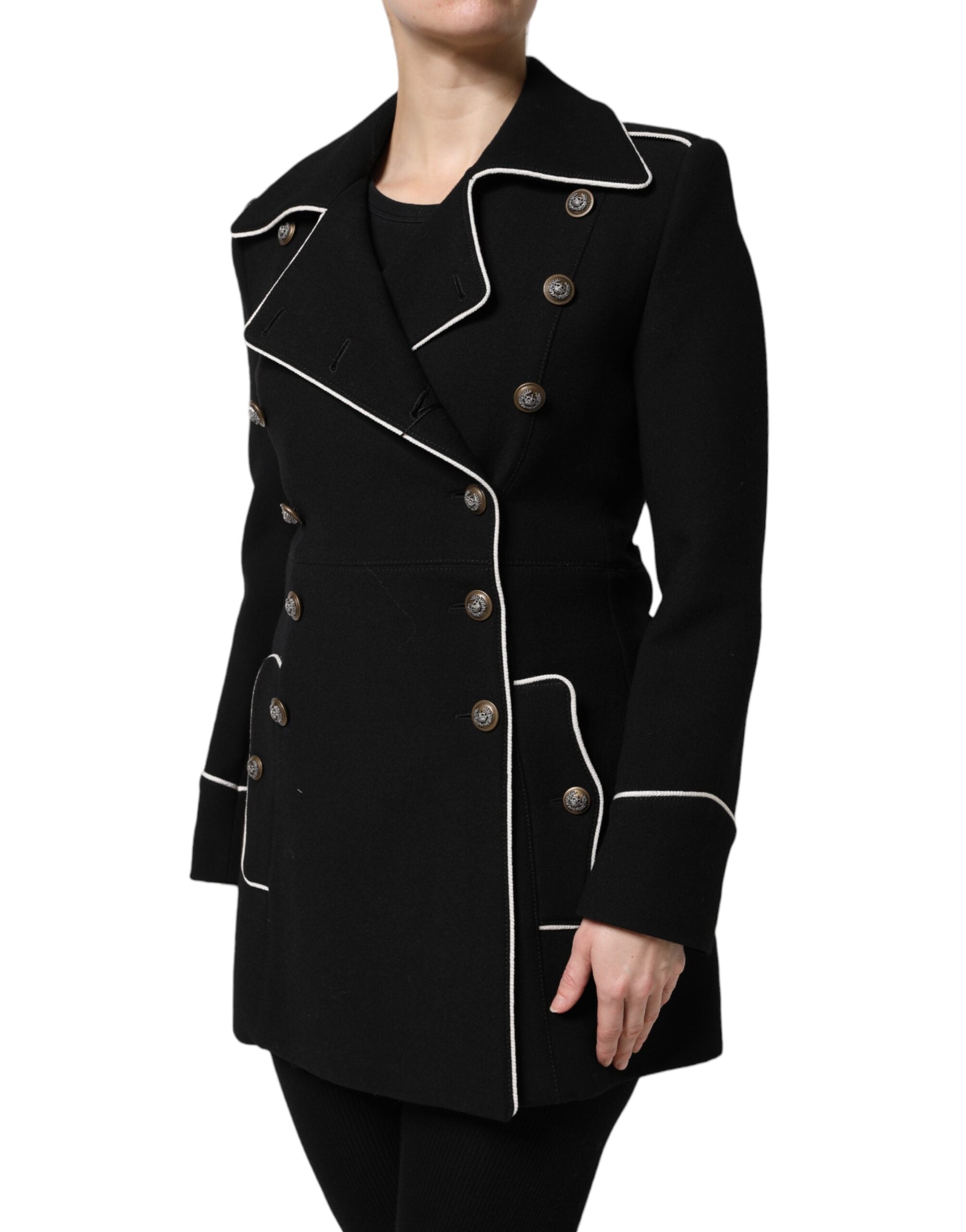 New Dolce & Gabbana Black Wool Double Breasted Blazer Jacket