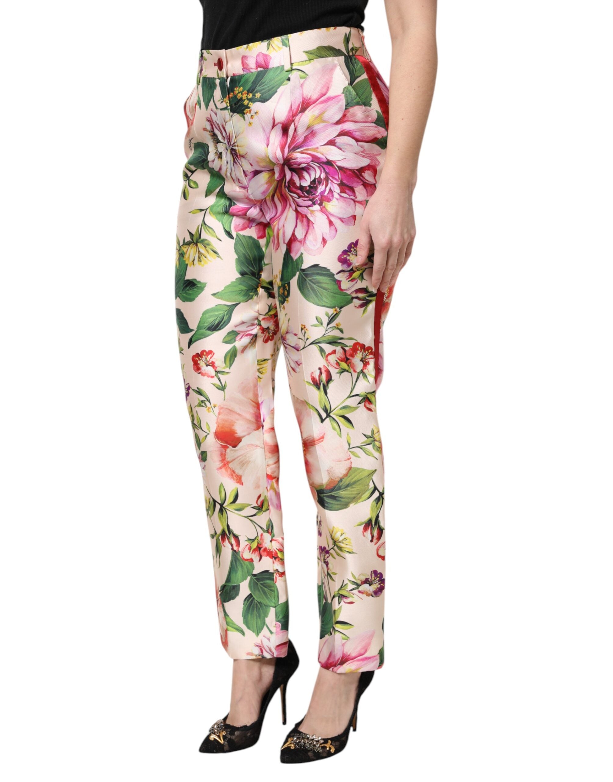 New Dolce & Gabbana Floral High Waist Straight Pants