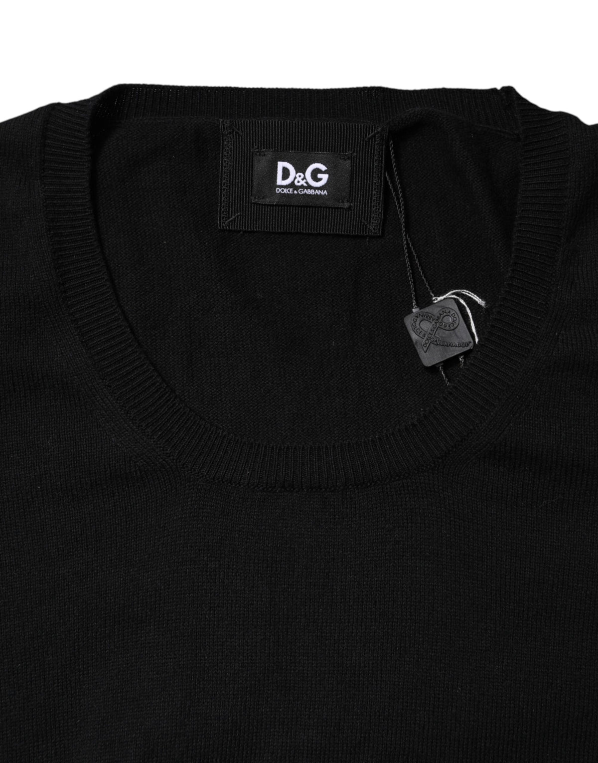 New Dolce & Gabbana Black Cotton Round Neck Short Sleeve T-shirt