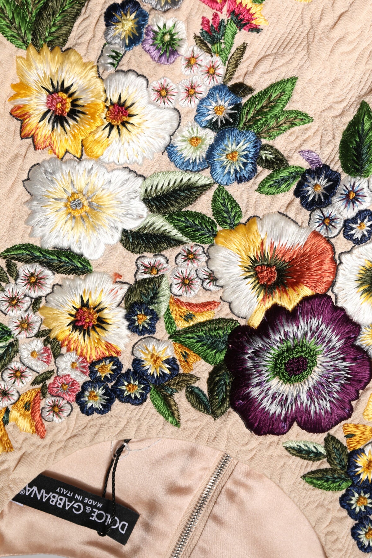 New Dolce & Gabbana Beige Floral Embroidery Sleeveless Tank Top