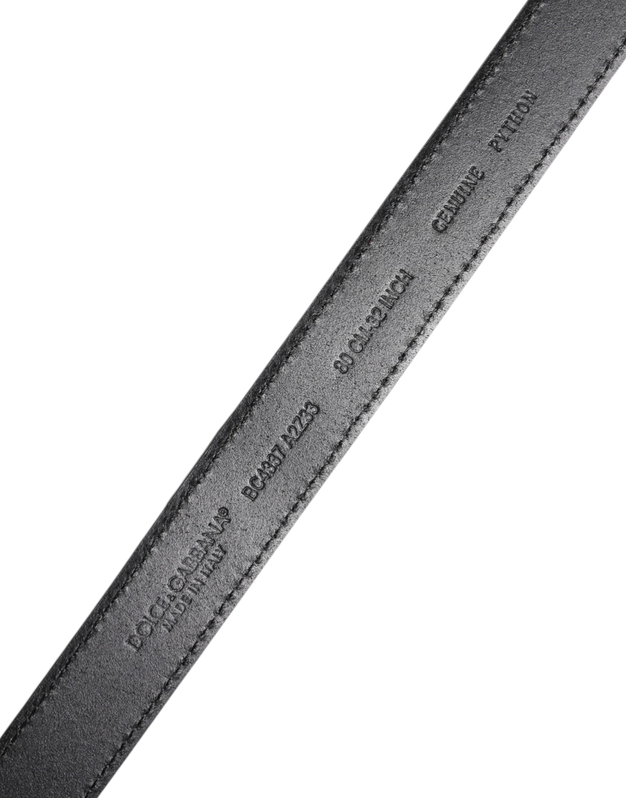 New Dolce & Gabbana Red Exotic Leather Metal Buckle Belt