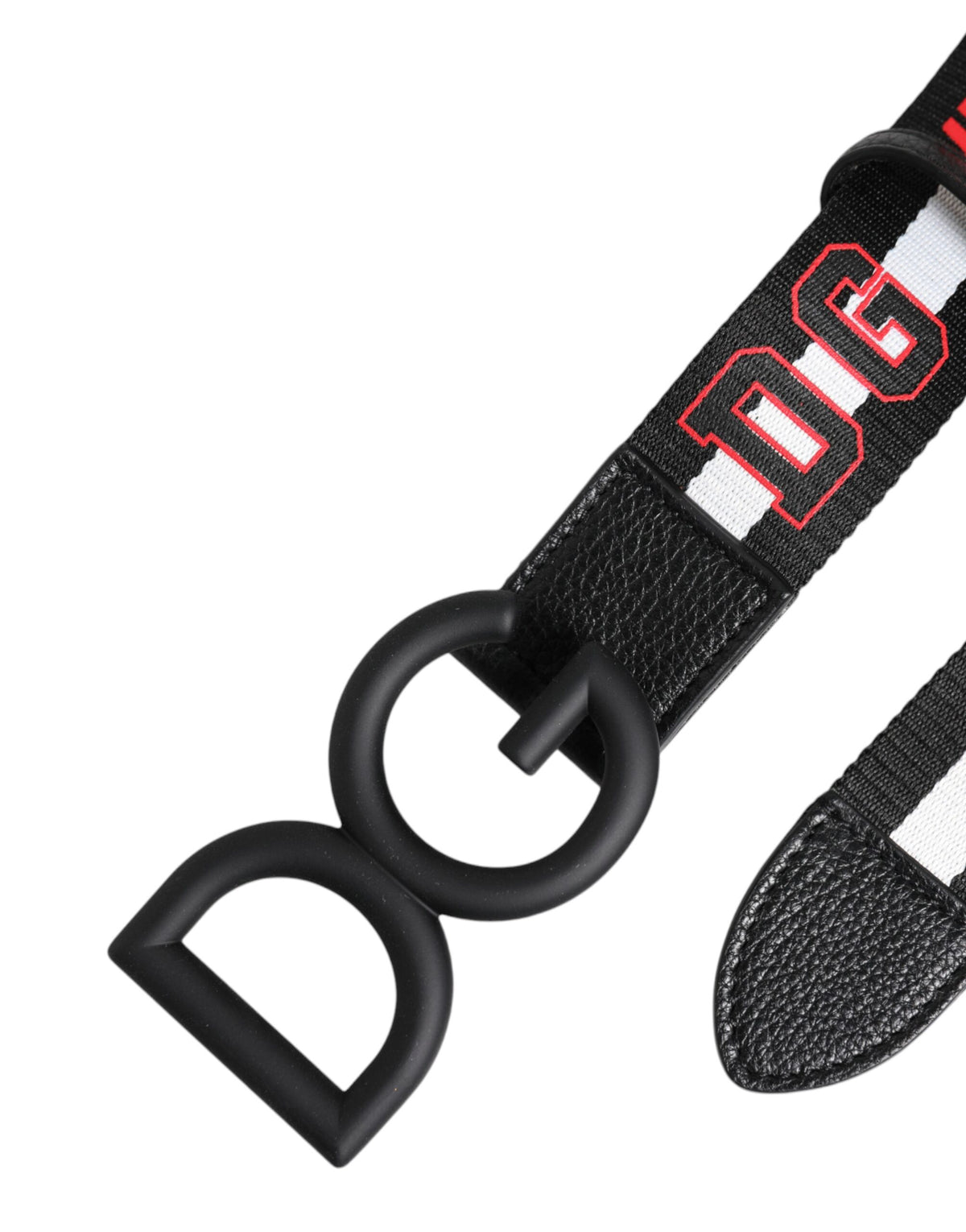 New Dolce & Gabbana Black Logo Print DG Buckle Belt