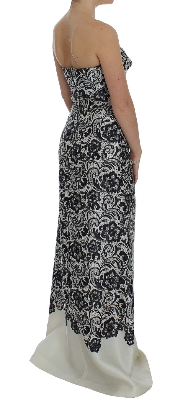 Dolce & Gabbana White Floral Lace Silk Corset Maxi Dress - PreLoved & Luxe