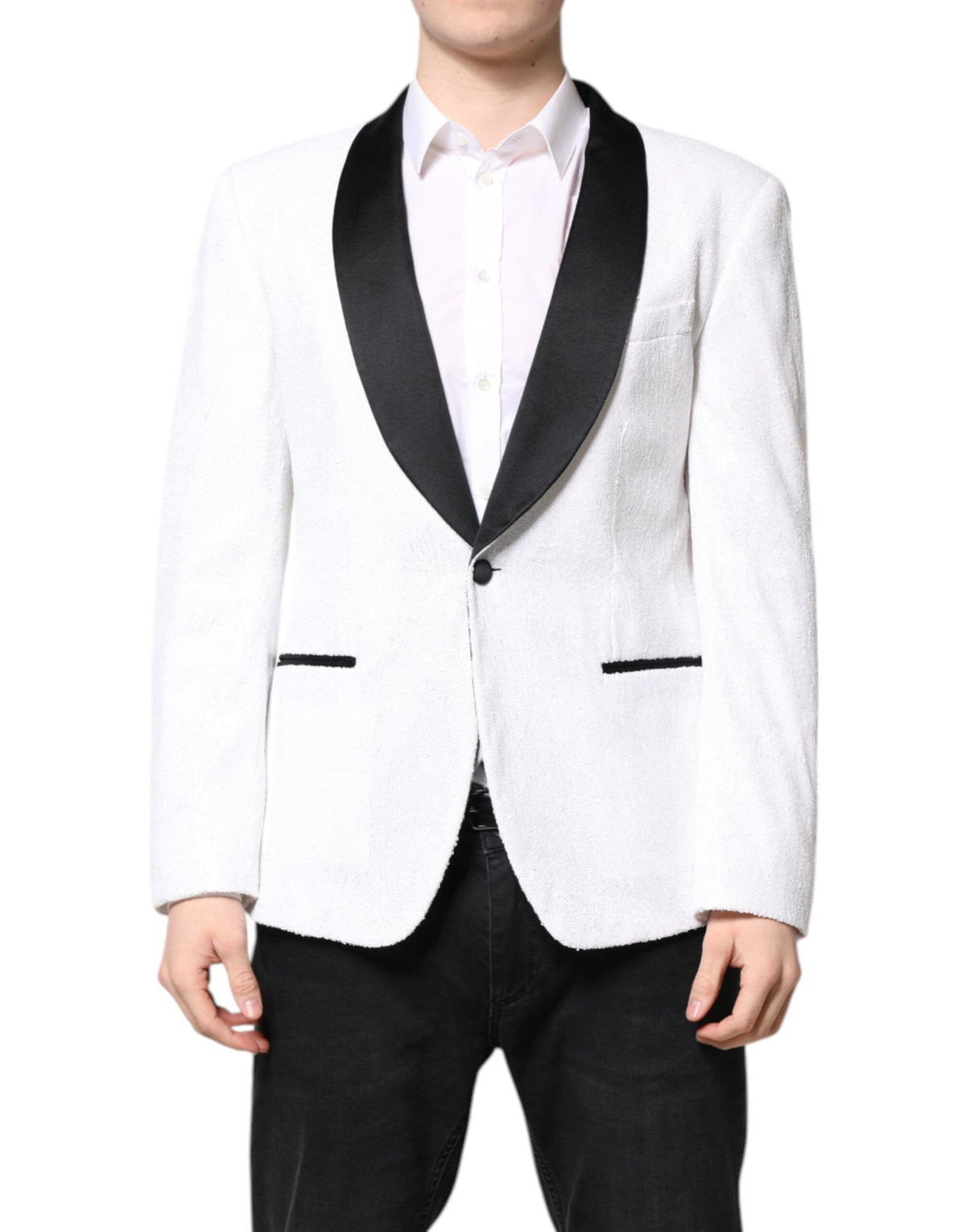 New Dolce & Gabbana White Nylon Single Breasted Coat Blazer