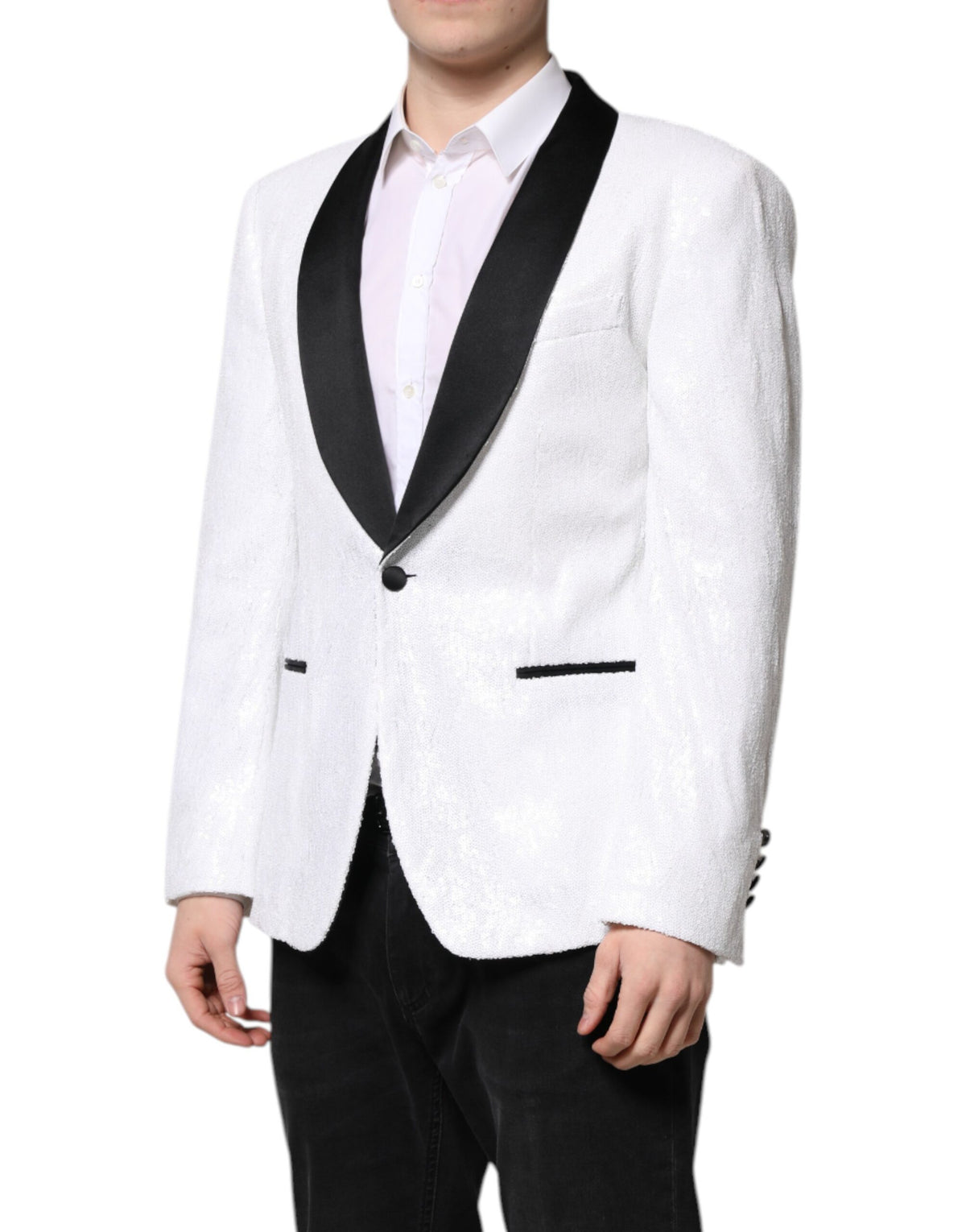 New Dolce & Gabbana White Nylon Single Breasted Coat Blazer