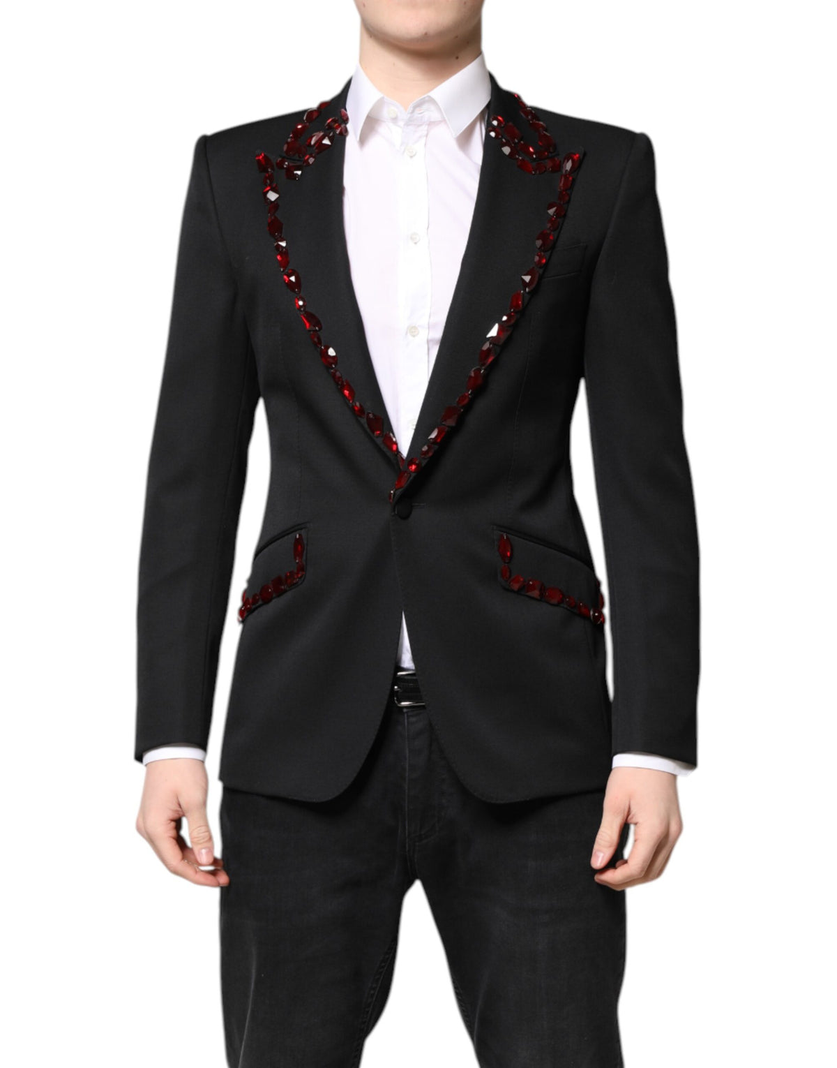 New Dolce & Gabbana Black SICILIA CrystalEmbellished Coat Blazer