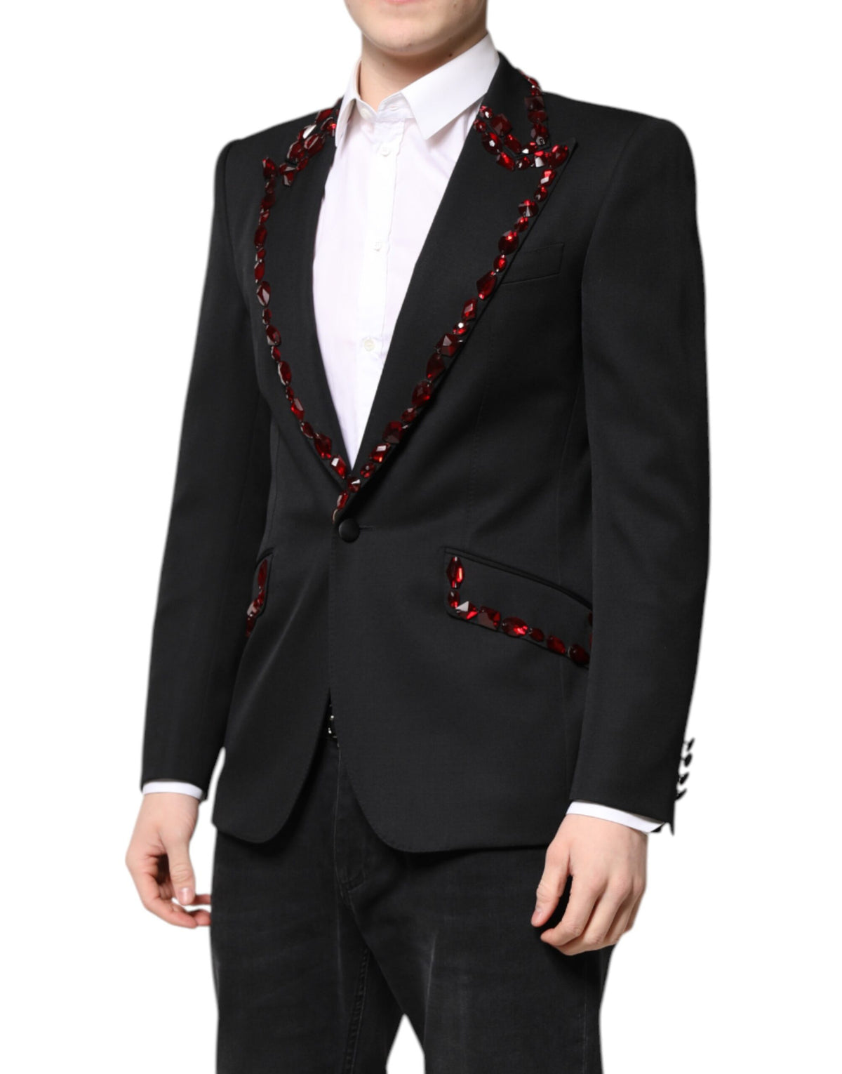 New Dolce & Gabbana Black SICILIA CrystalEmbellished Coat Blazer