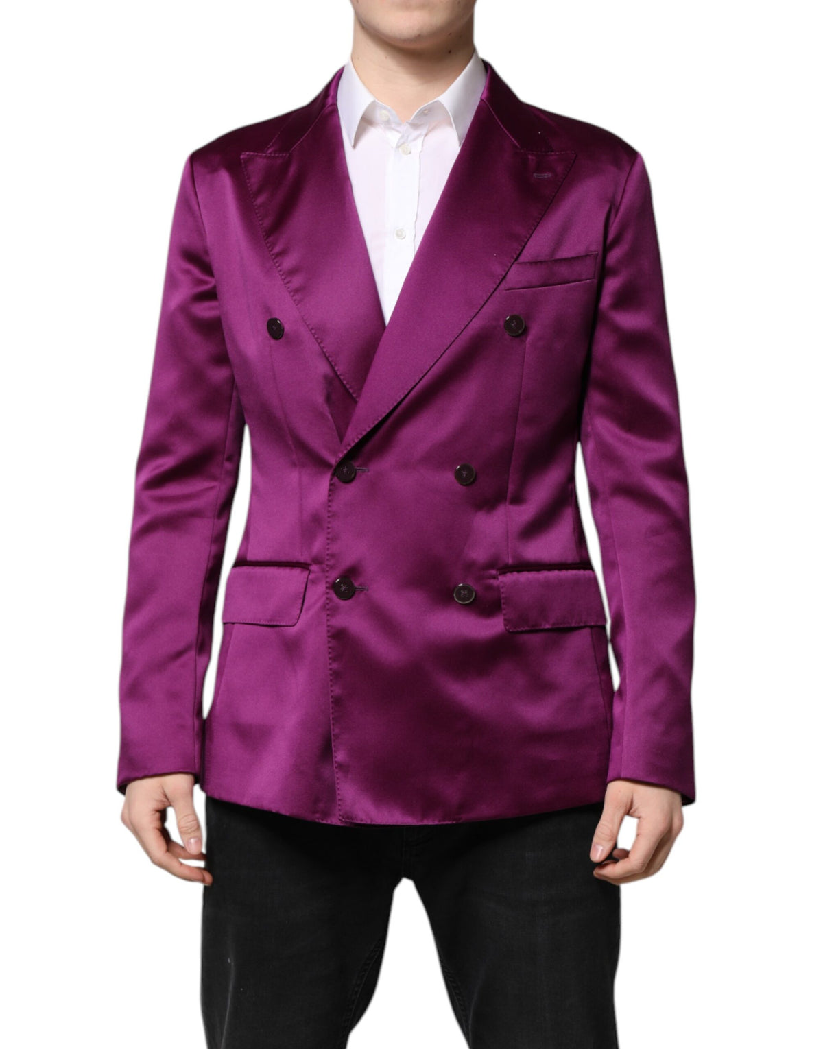 New Dolce & Gabbana Purple Double Breasted Men Suit Coat Blazer
