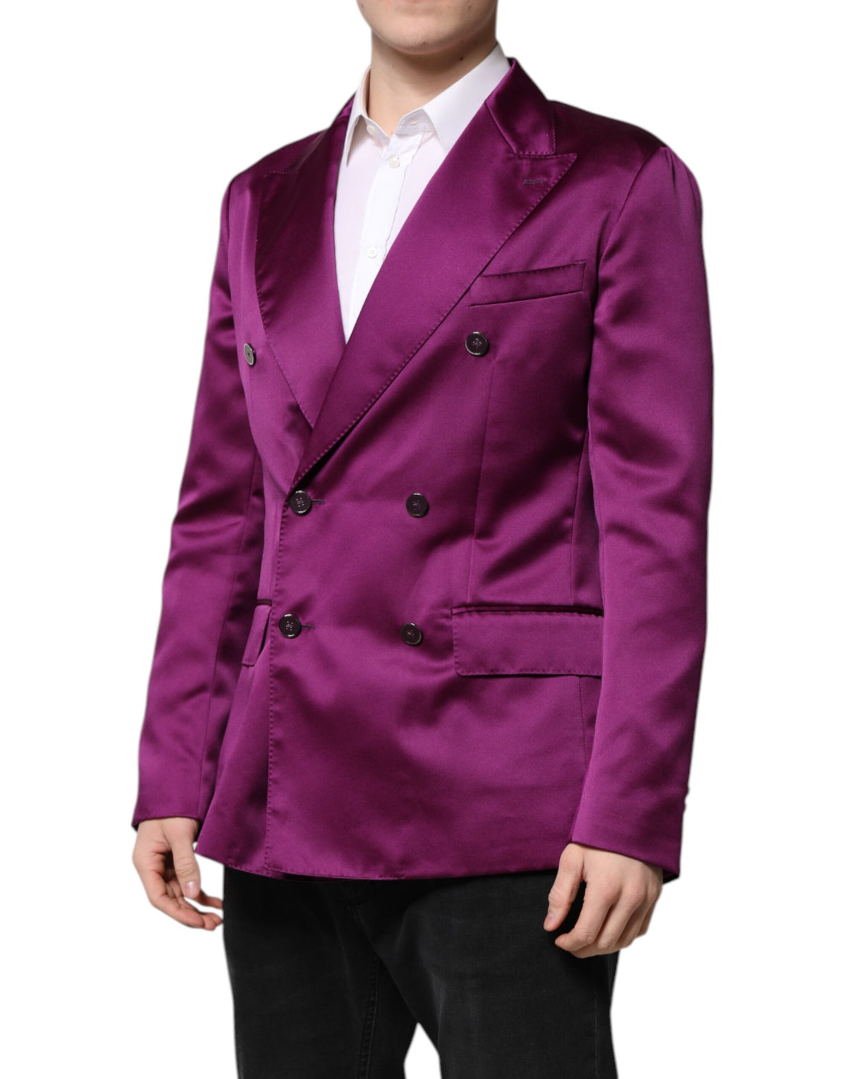 New Dolce & Gabbana Purple Double Breasted Men Suit Coat Blazer