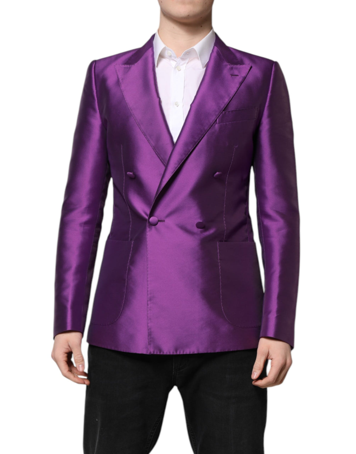 New Dolce & Gabbana Purple Double Breasted Men Suit Coat Blazer