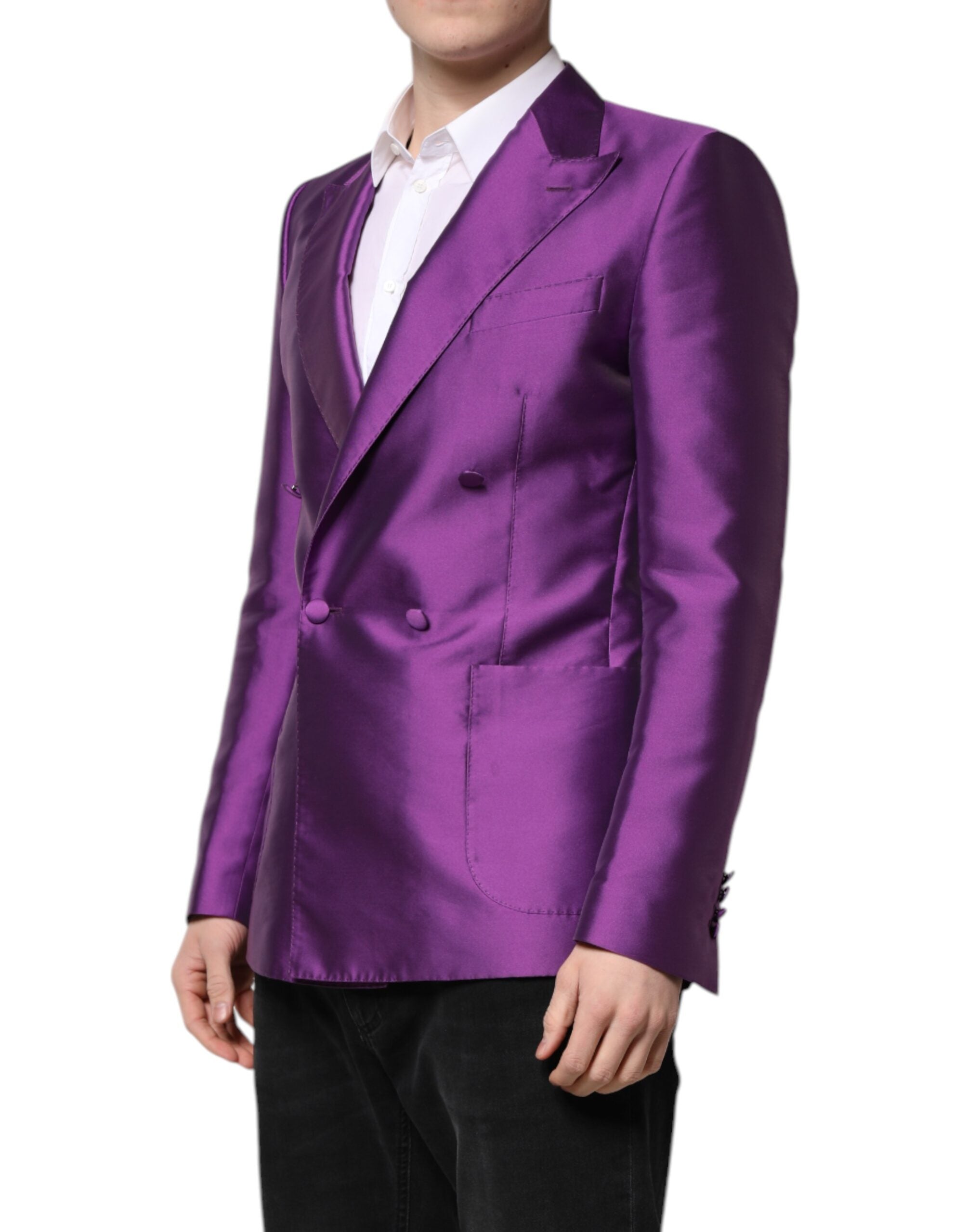 New Dolce & Gabbana Purple Double Breasted Men Suit Coat Blazer