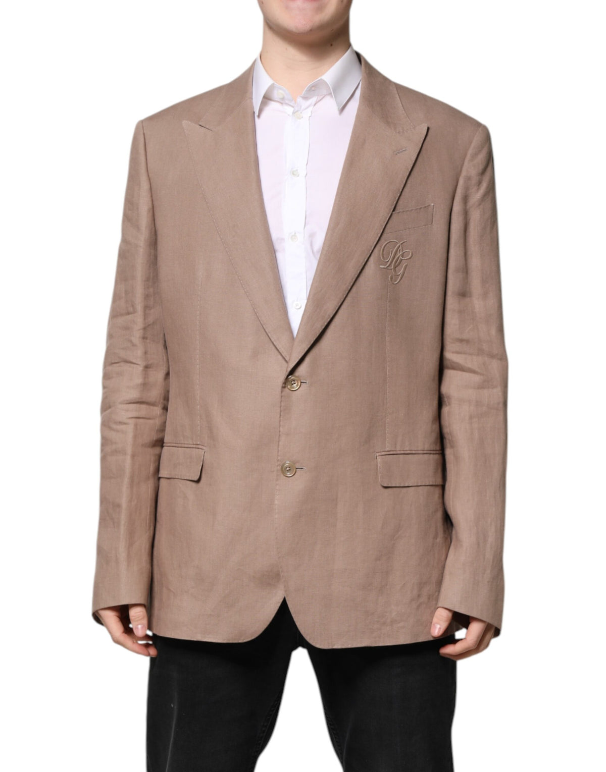 New Dolce & Gabbana Beige TAORMINA Single Breasted Coat Blazer