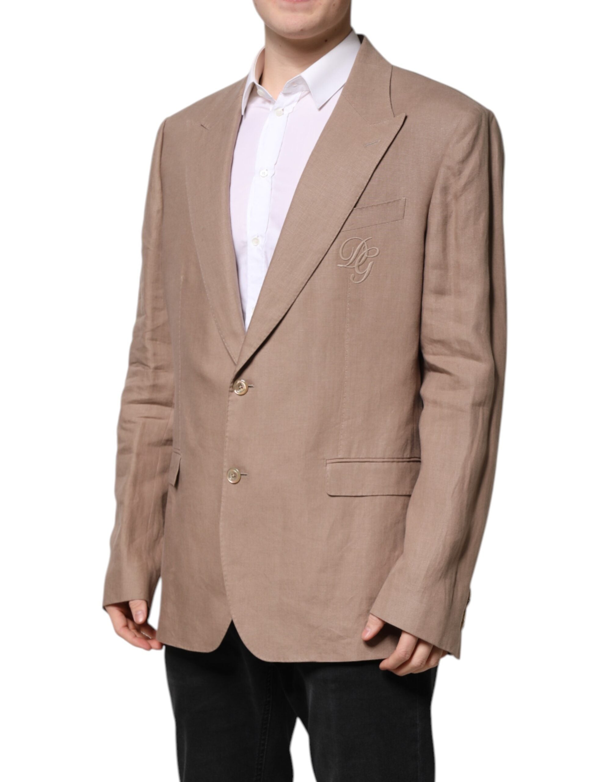 New Dolce & Gabbana Beige TAORMINA Single Breasted Coat Blazer