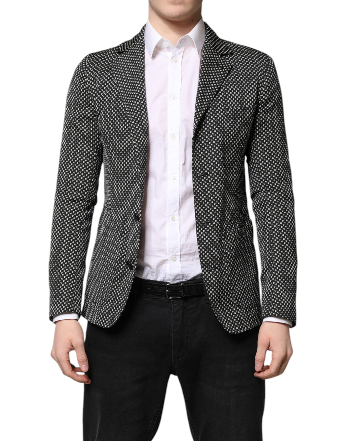 New Dolce & Gabbana Dark Gray White Patterned Men Suit Coat Blazer