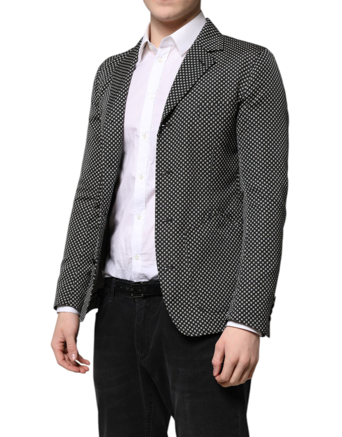 New Dolce & Gabbana Dark Gray White Patterned Men Suit Coat Blazer
