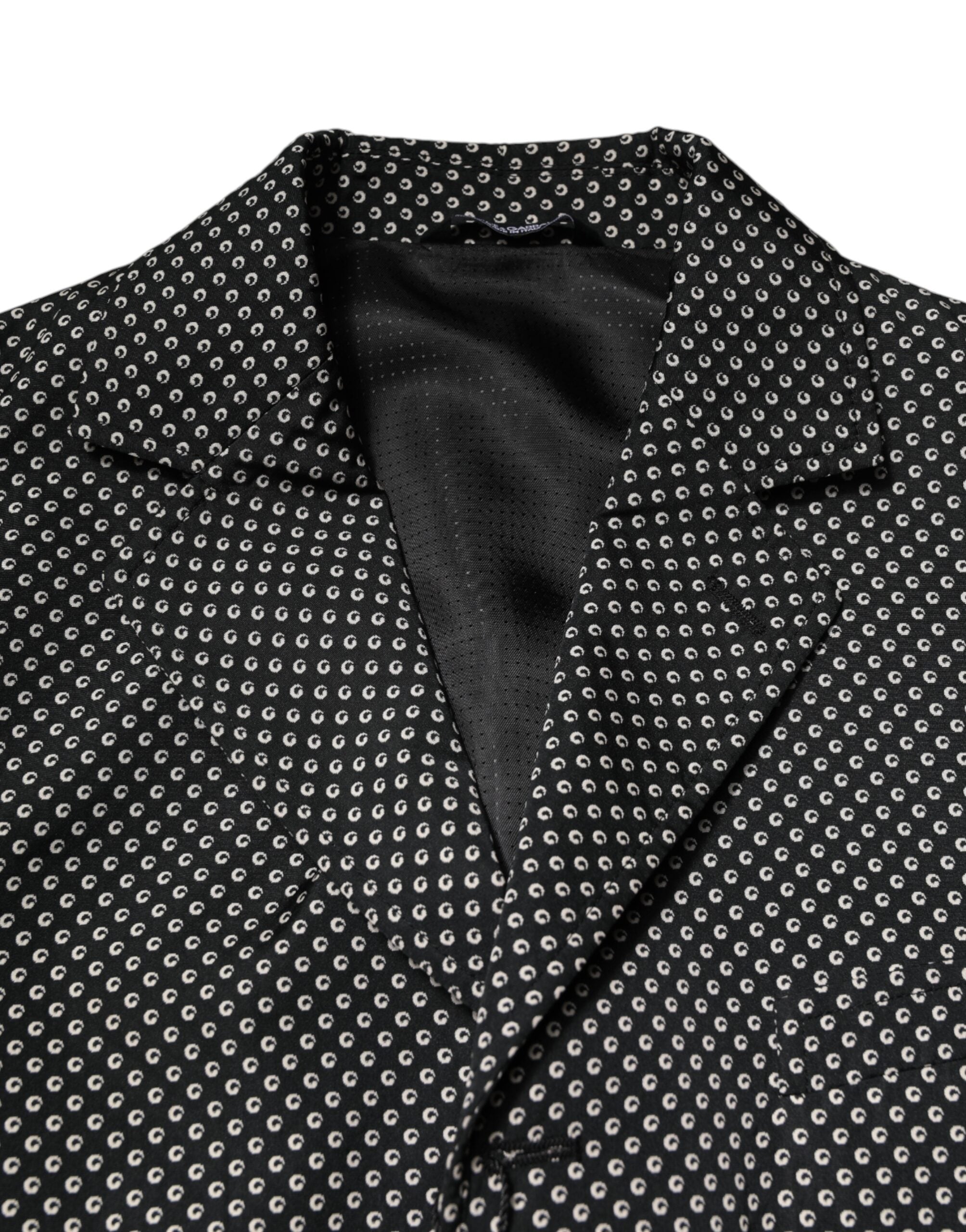 Dolce & Gabbana Dark Gray White Patterned Men Suit Coat Blazer