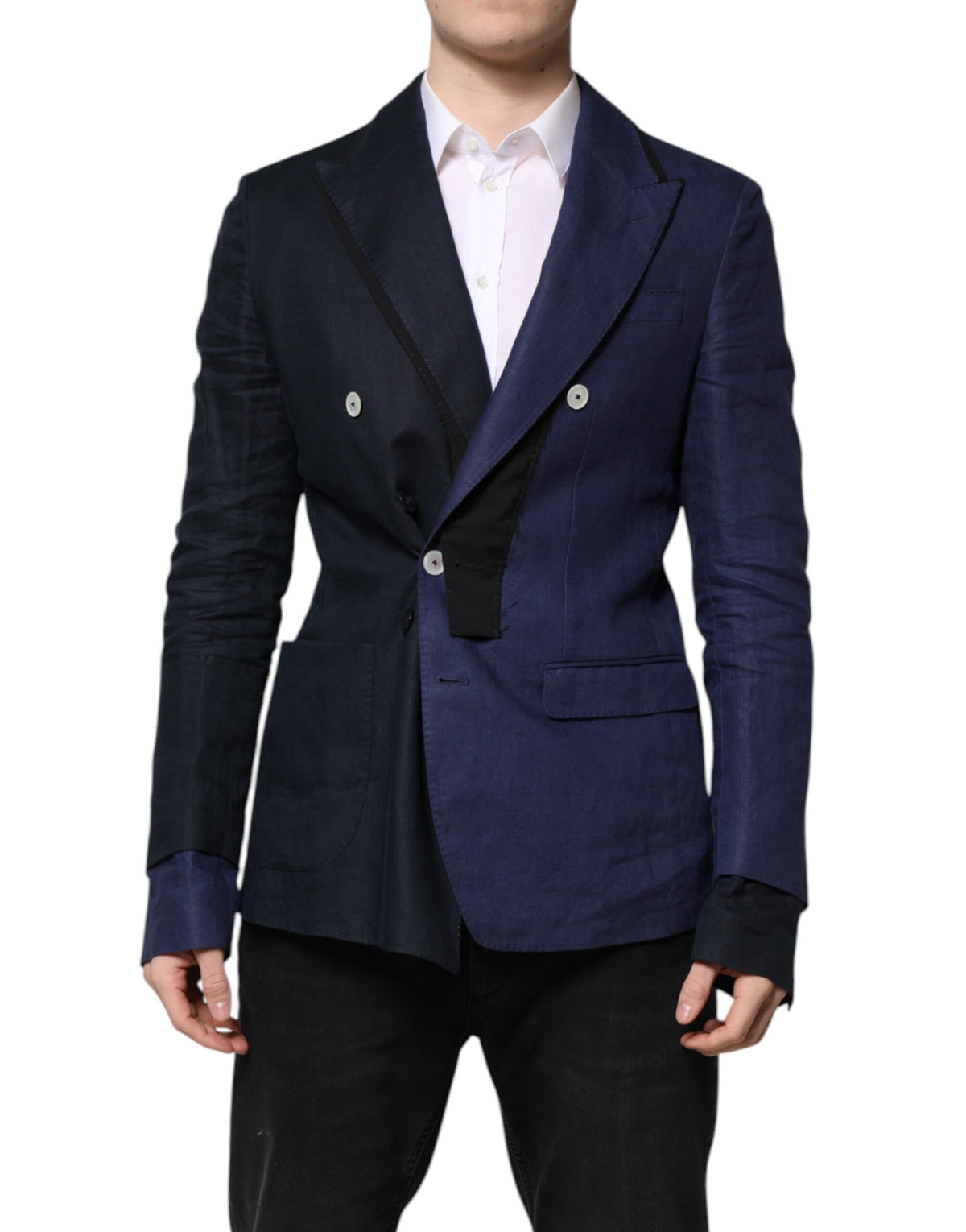 New Dolce & Gabbana Navy Blue Double Breasted Suit Coat Blazer